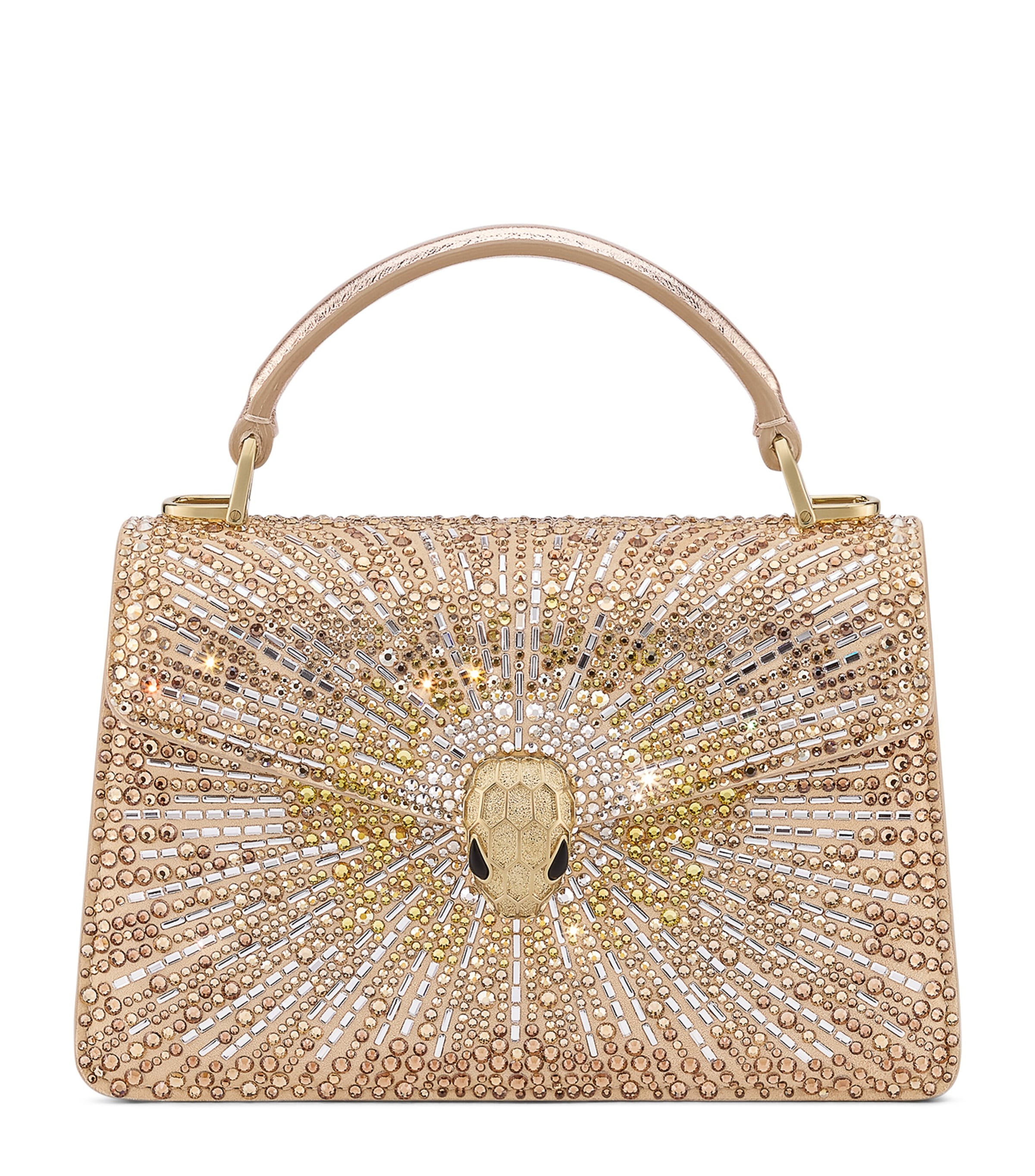 Mini Crystal-Embellished Suede Serpenti Forever Top-Handle Bag GOLD Image 1