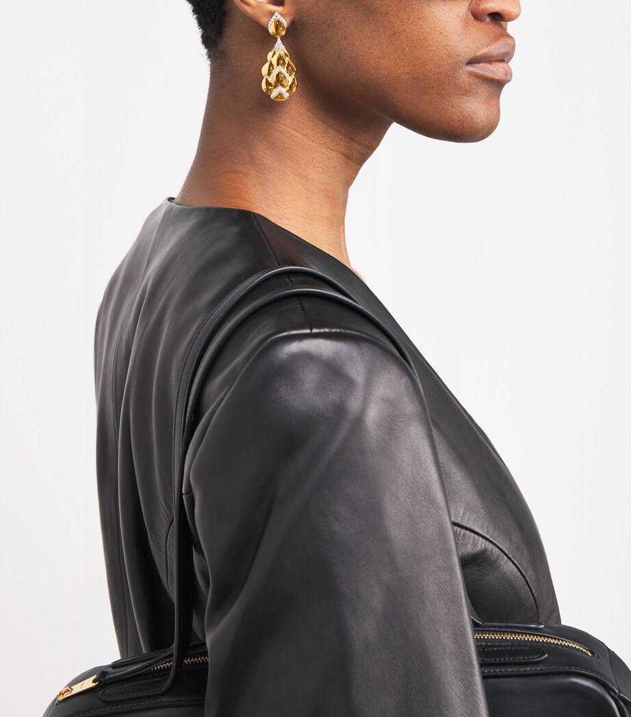 Nadine Aysoy Large Yellow Gold and Diamond Cobra Pendant Earrings Yellow Gold Image 2