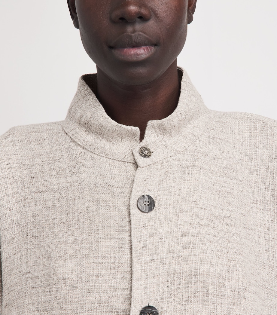 Eskandar Womens Linen-Blend Tweed Caucasus Jacket Natural Image 3