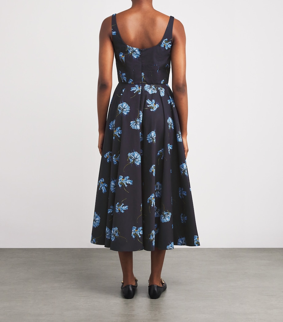 Cotton Floral Midi Dress BLUE FLOWERS NAVY Image 3