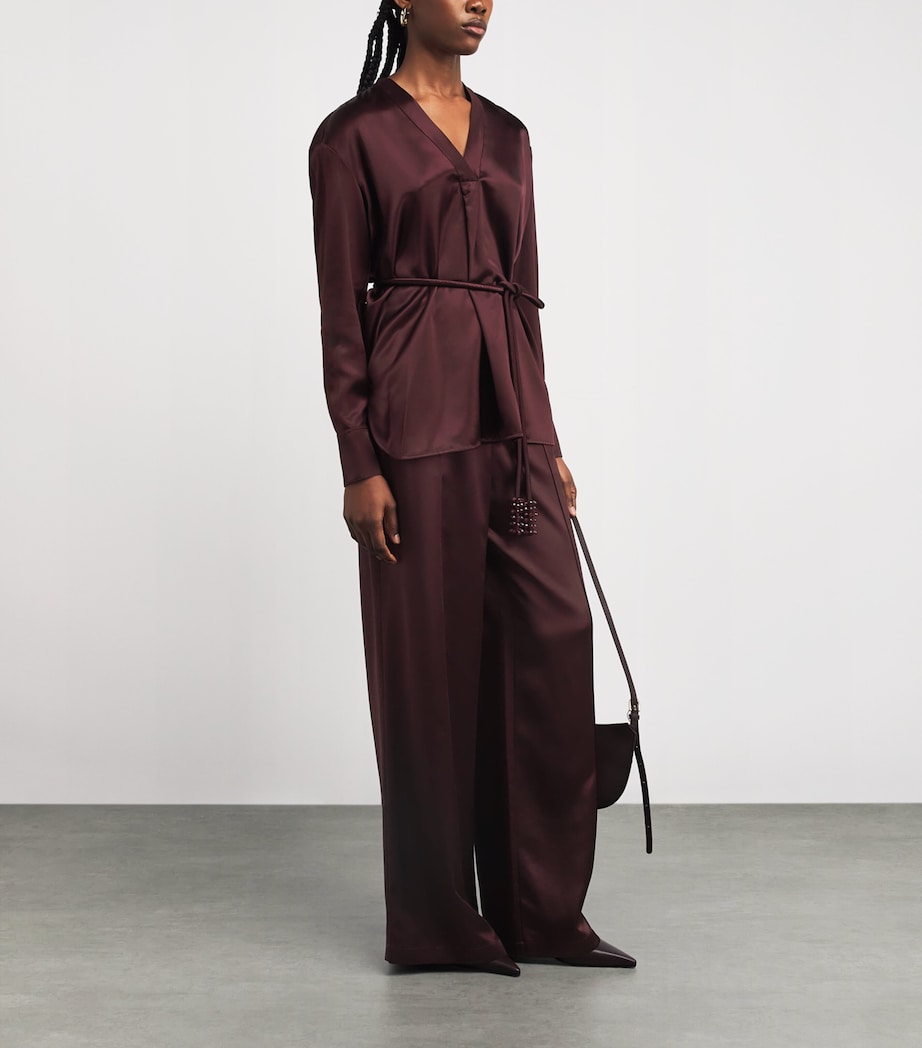 Satin Wide-Leg Trousers 600 MERLOT Image 2