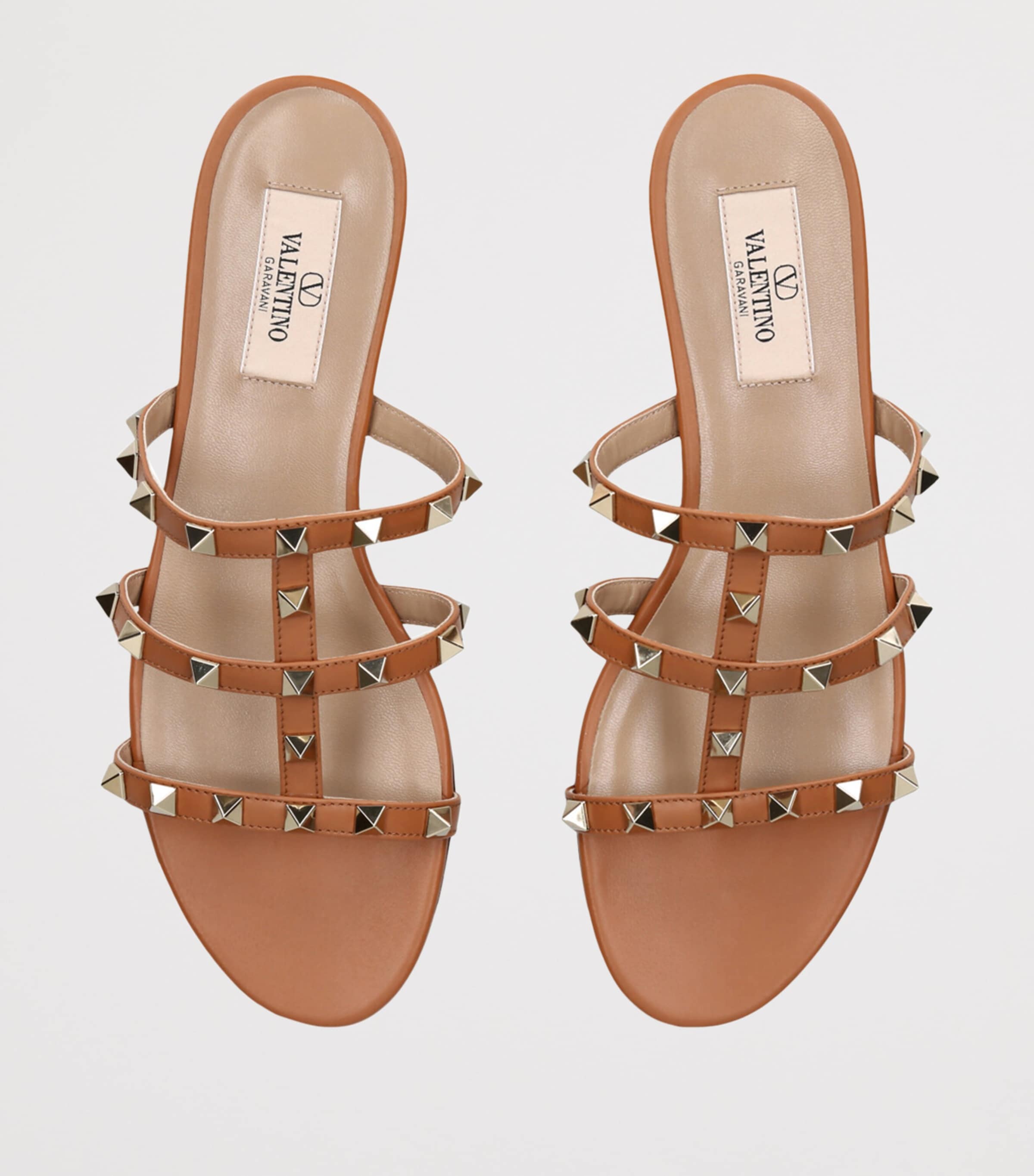 Leather Rockstud Sandals BROWN Image 4