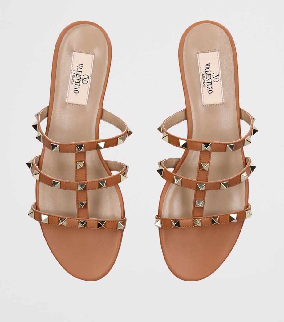 Leather Rockstud Sandals BROWN Image 4
