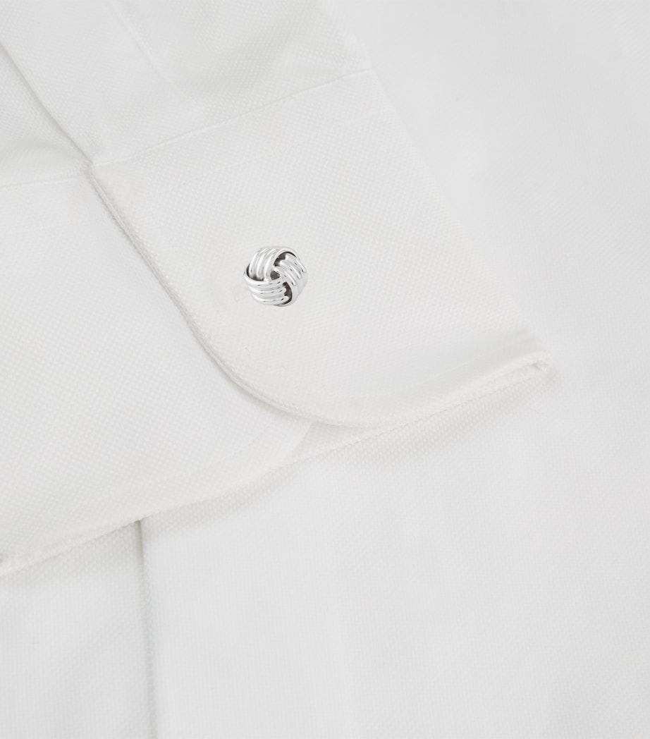 Tateossian Knot Ribbed Cufflinks Silver Image 2