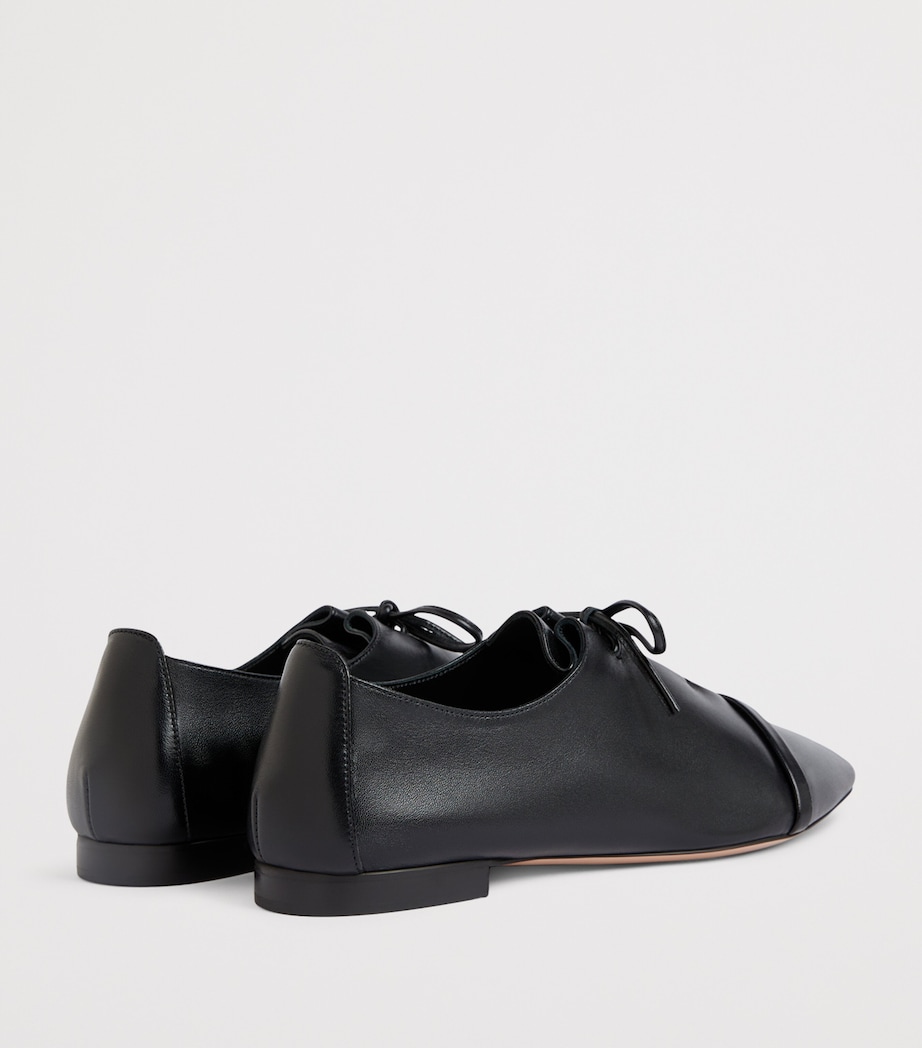 Nappa Leather Lace-Up Jean Flats BLACK Image 4