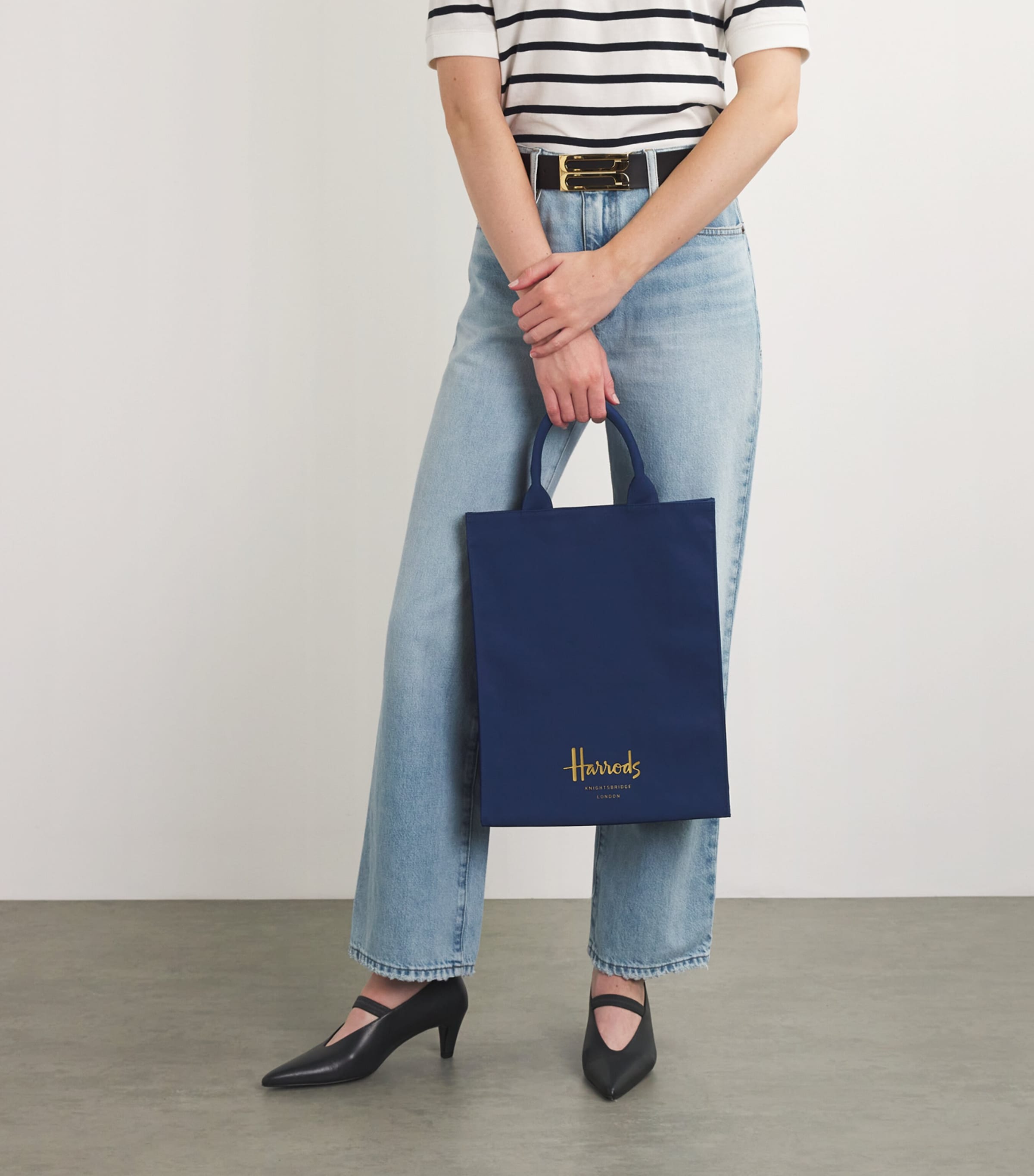 Medium Cotton Logo Tote Bag NAVY Image 5