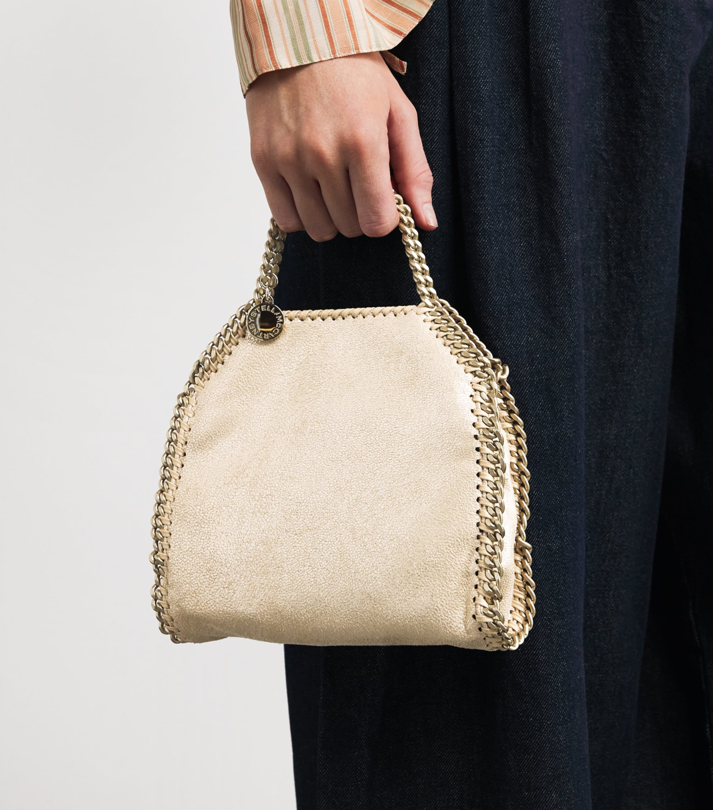 Tiny Faux Leather Falabella Tote Bag T701 GOLD Image 5