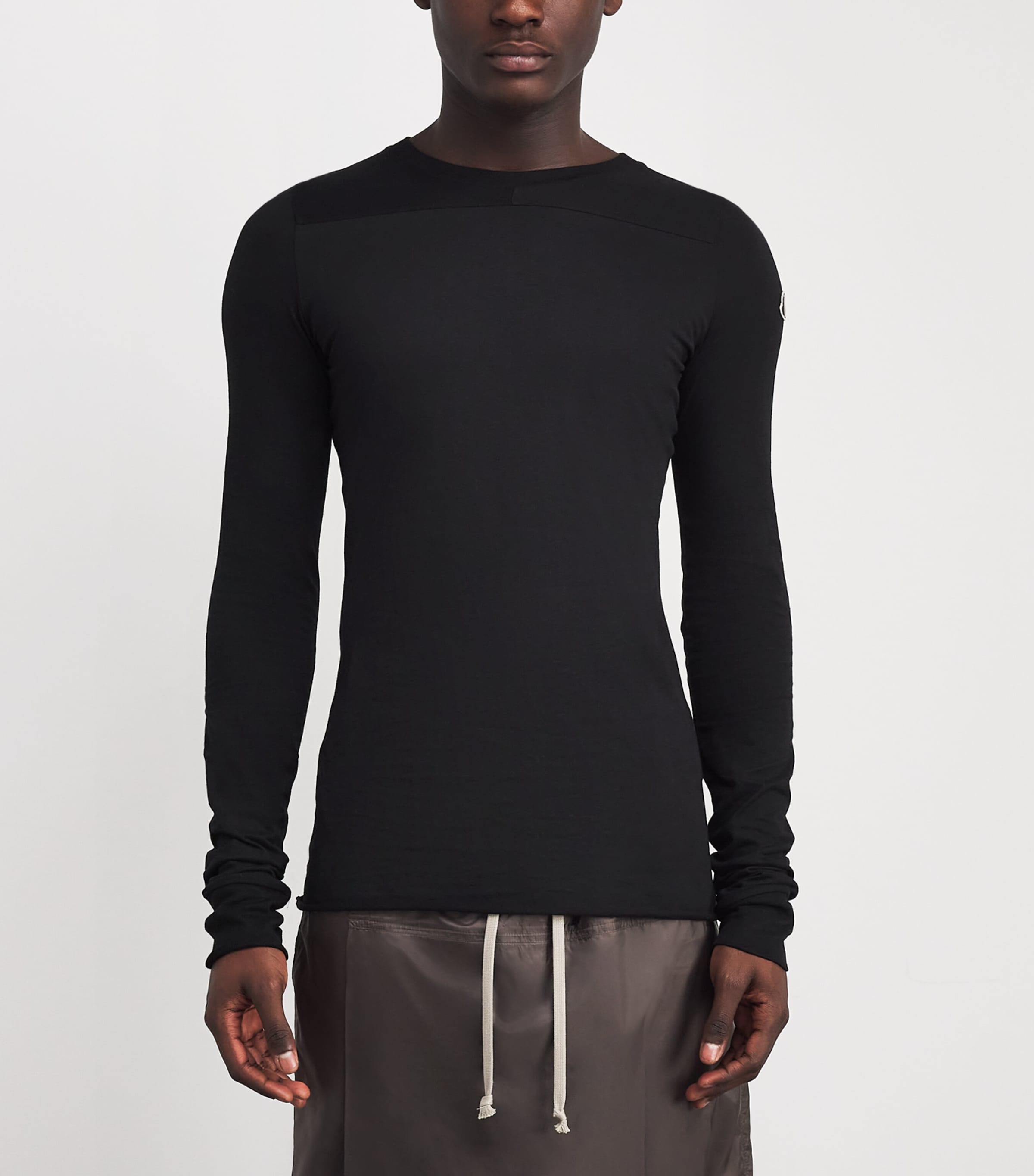 x Moncler Cotton Long-Sleeve Girder T-Shirt 999 - BLACK Image 3