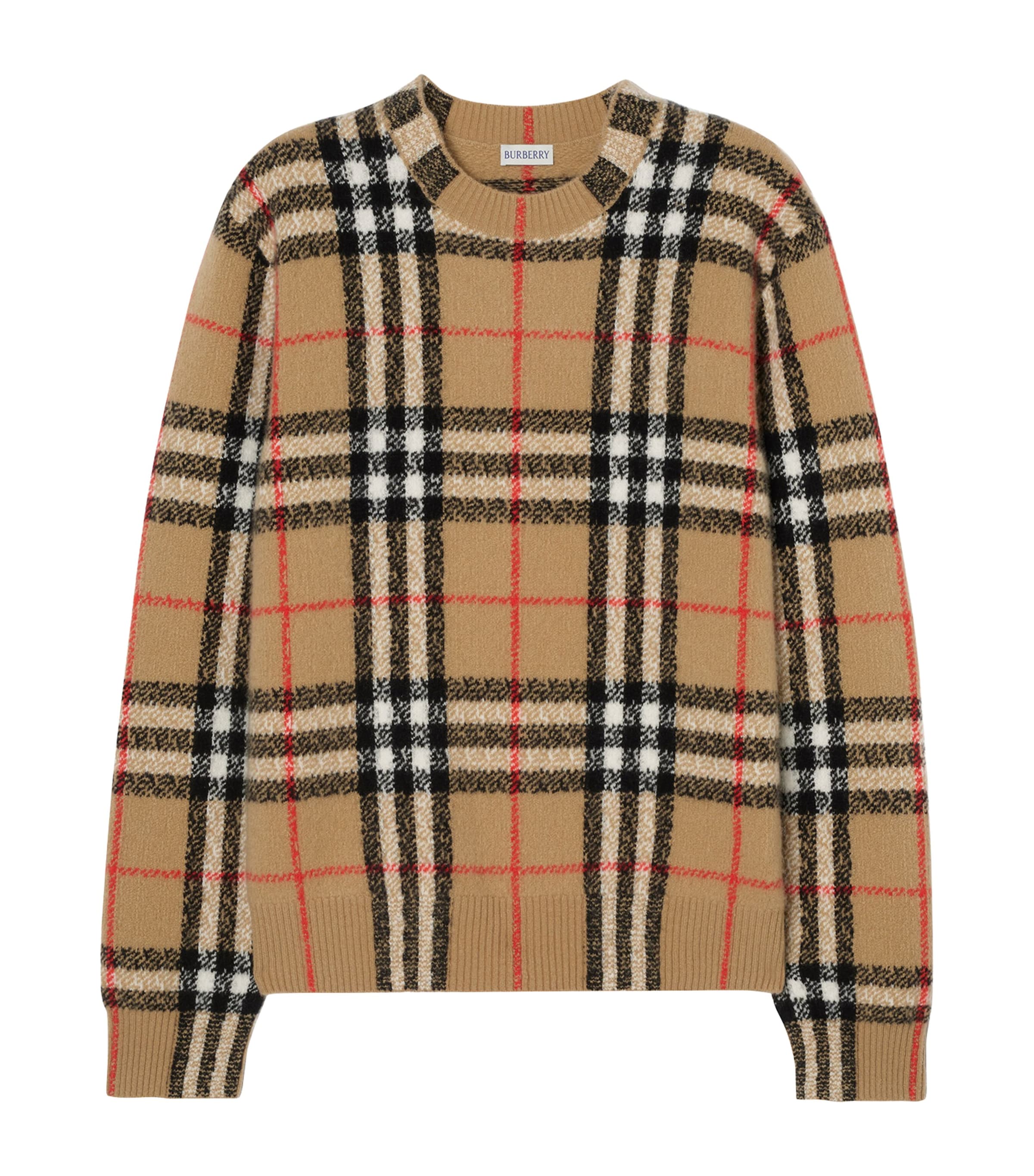 Burberry Mens Cashmere Check Sweater Sand Ip Check Image 1