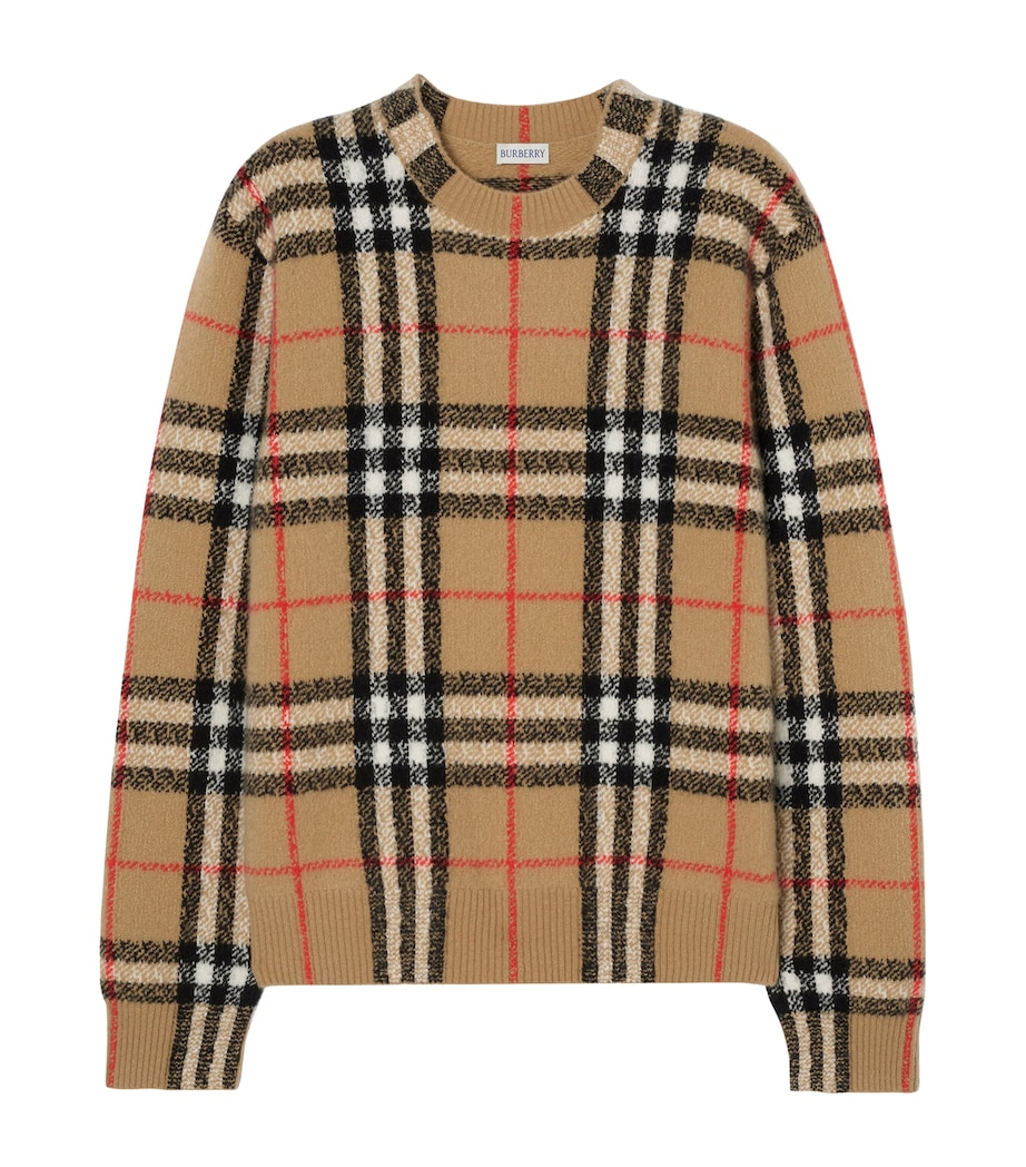 Burberry Mens Cashmere Check Sweater Sand Ip Check Image 1