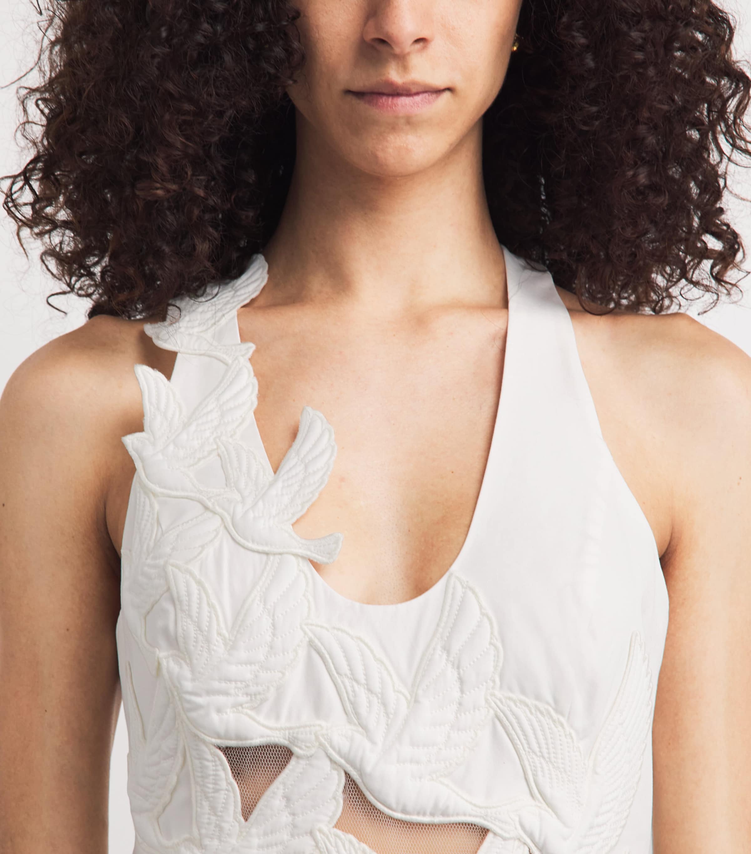 Zimmermann Womens Cotton Appliqué Luna Midi Dress Ivory Image 3