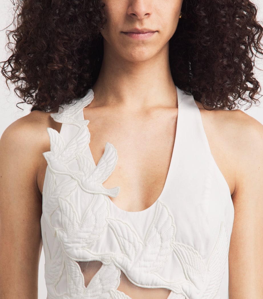 Zimmermann Womens Cotton Appliqué Luna Midi Dress Ivory Image 3