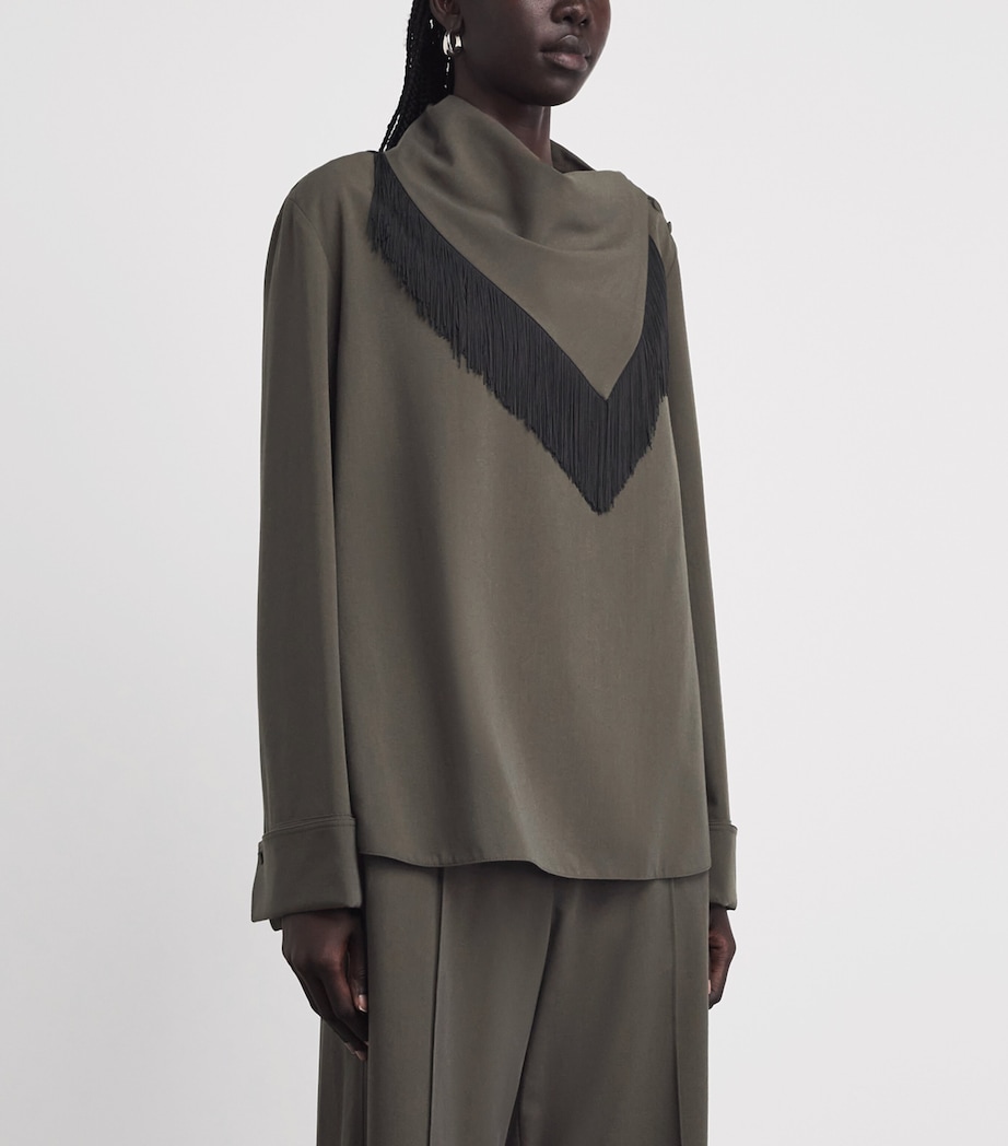 CAMILLA AND MARC Womens Draped-Neck Una Shirt Dark Emerald Image 4