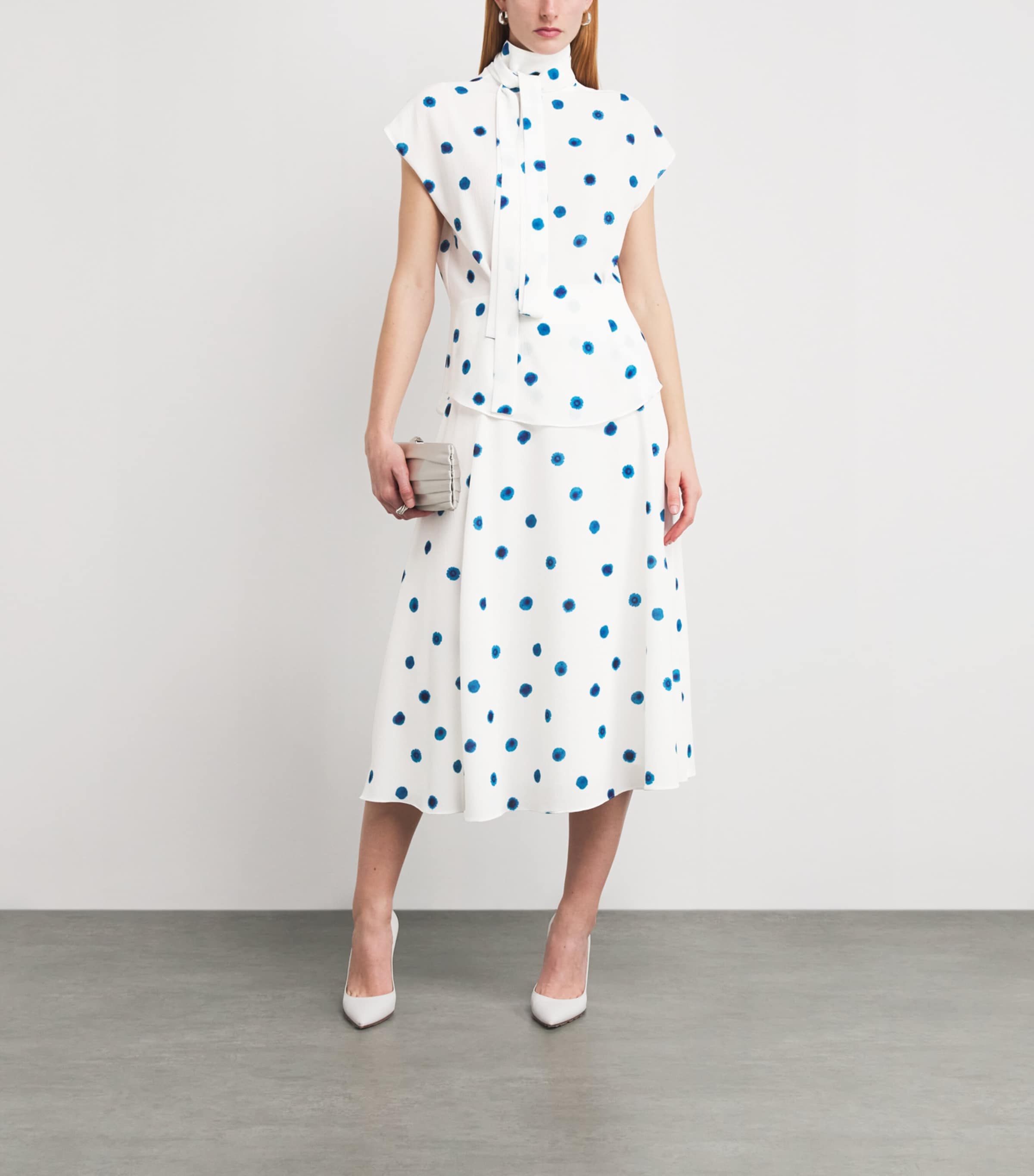 Organic Cotton-Blend Ribbon Neck Blouse DOL Image 2