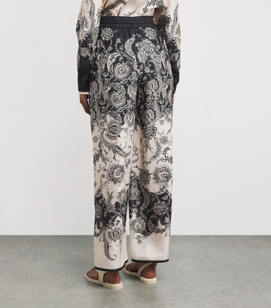 Silk Rhiannon Wide-Leg Trousers CRMBLKFLO CRM/BL FL Image 4