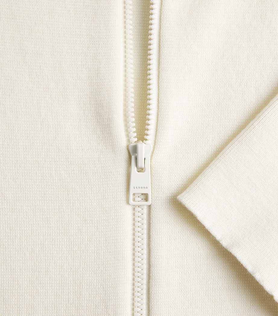 Sandro Paris Mens Wool Zip-Up Cardigan Butter Cream Image 6