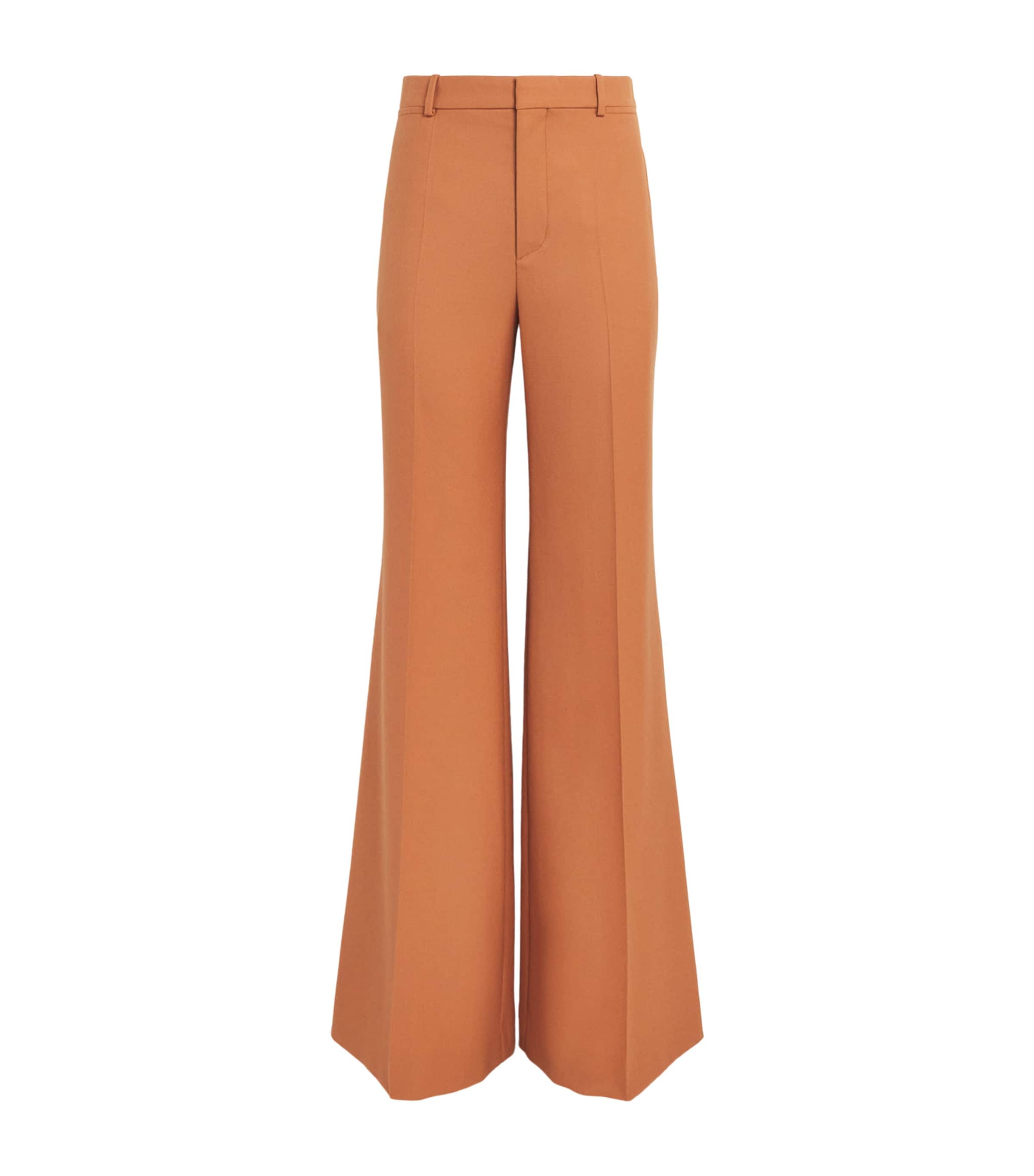 Chloé Womens Wool Flared Trousers Tannish Red Image 1