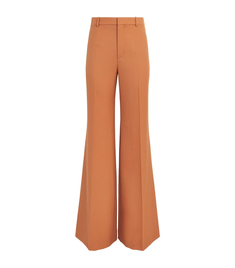 Chloé Womens Wool Flared Trousers Tannish Red Image 1
