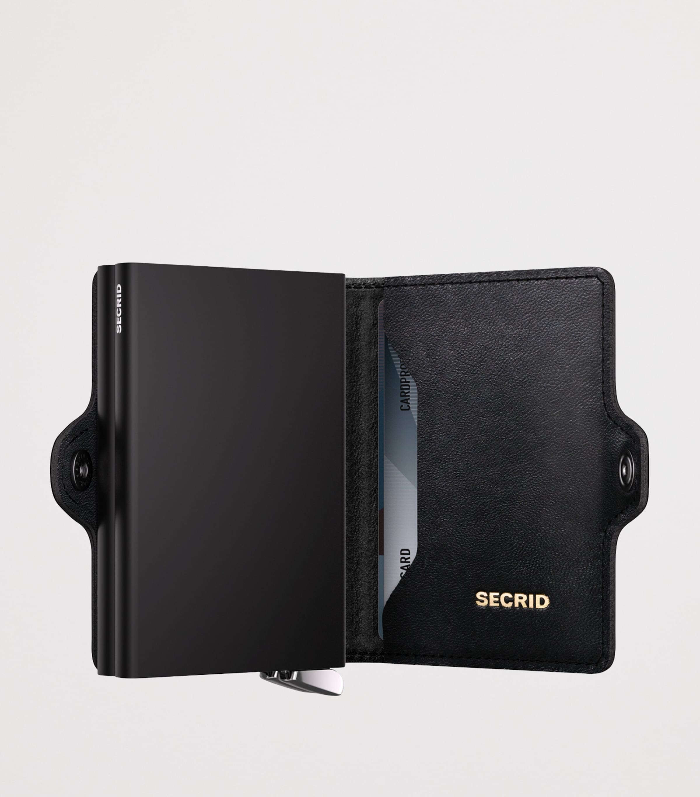 Embossed Leather Lines Twinwallet BLACK Image 2