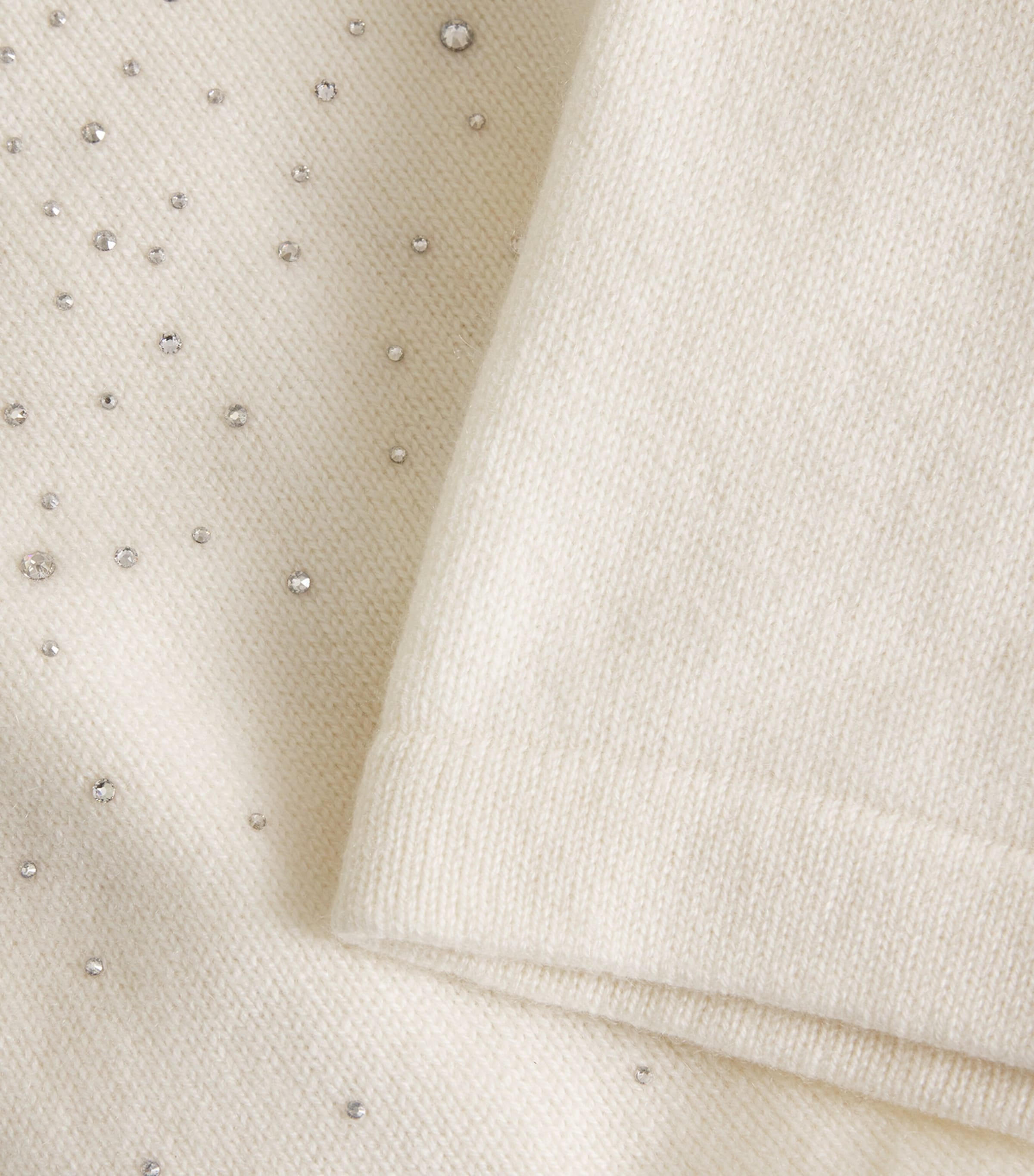 Cashmere Crystal-Embellished Cardigan WINTER WHITE/SI Image 5