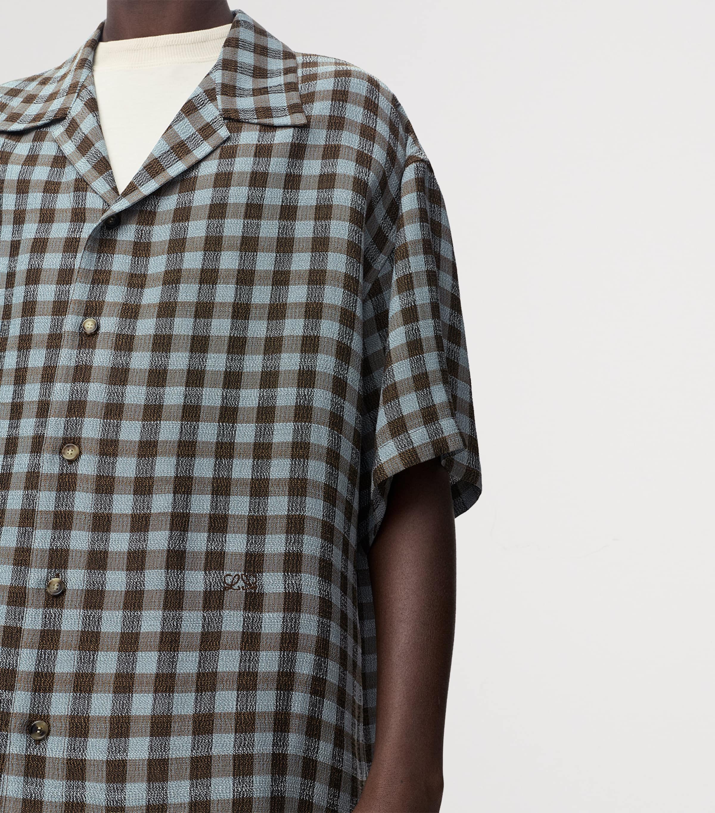 LOEWE Blue Check Short-Sleeve Shirt | Harrods UK
