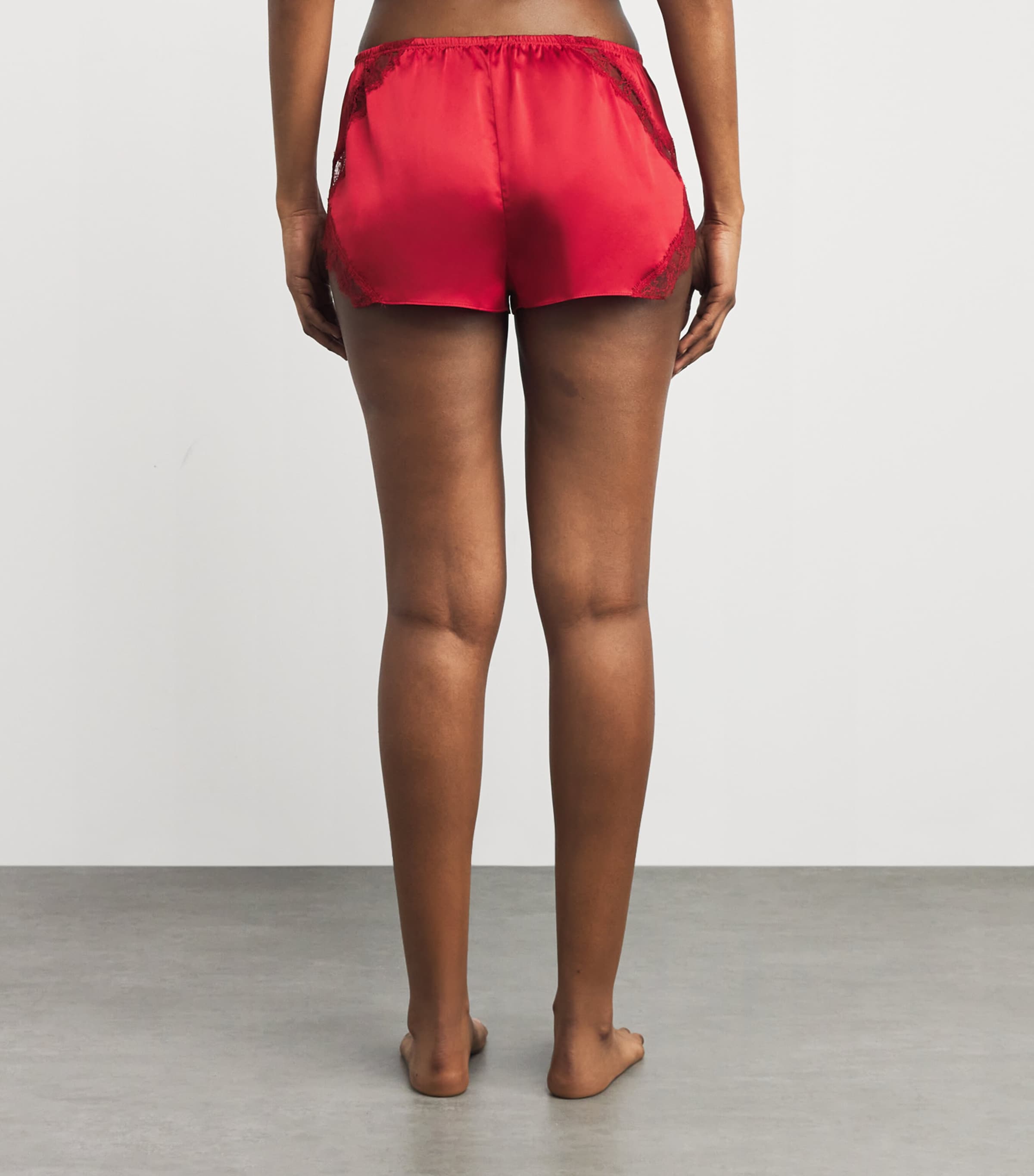 Silk Lace-Trim Shorts RED 600 Image 4
