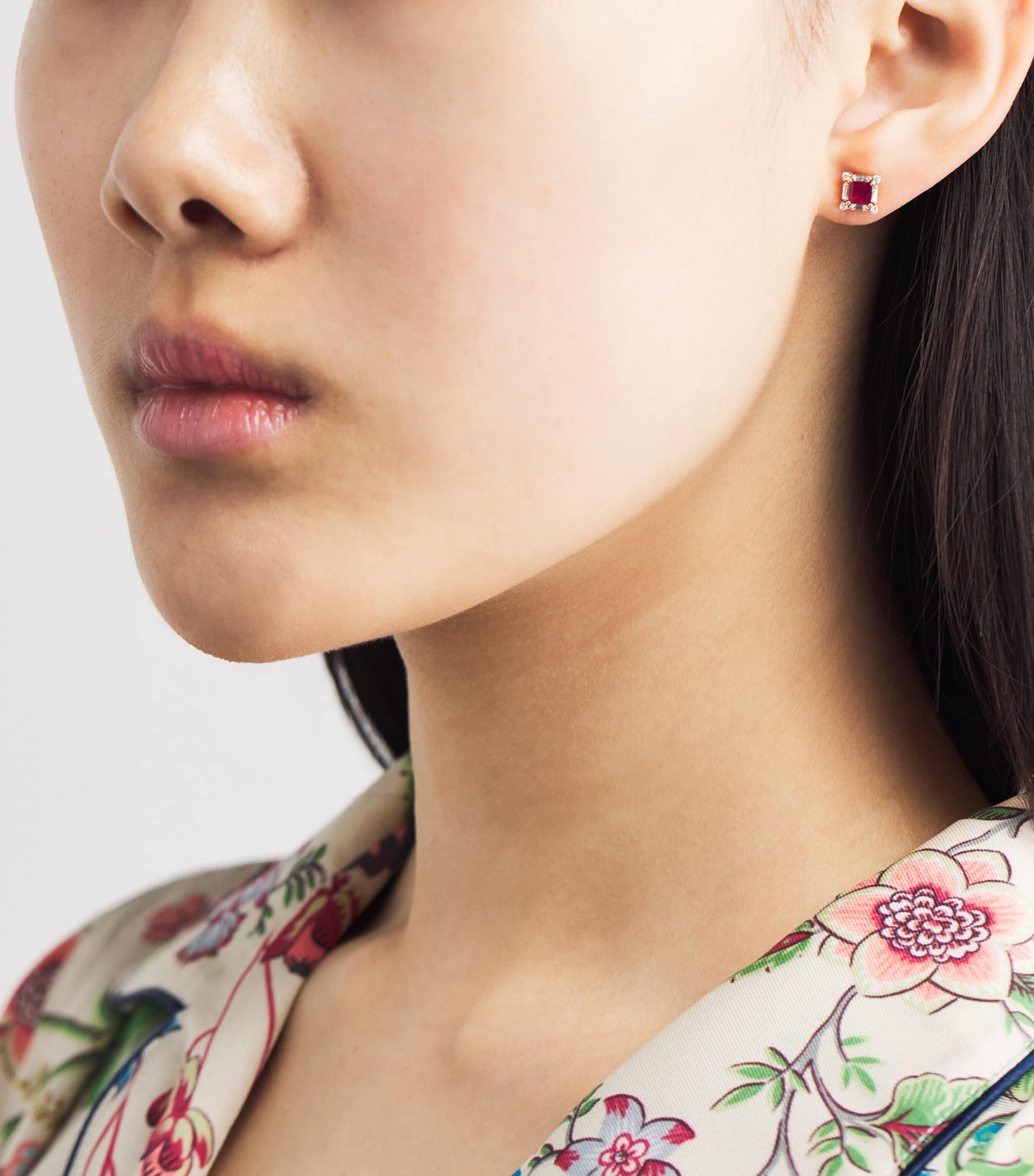 Suzanne Kalan Rose Gold, Diamond and Ruby Princess Midi Stud Earrings Rg/rs Image 2