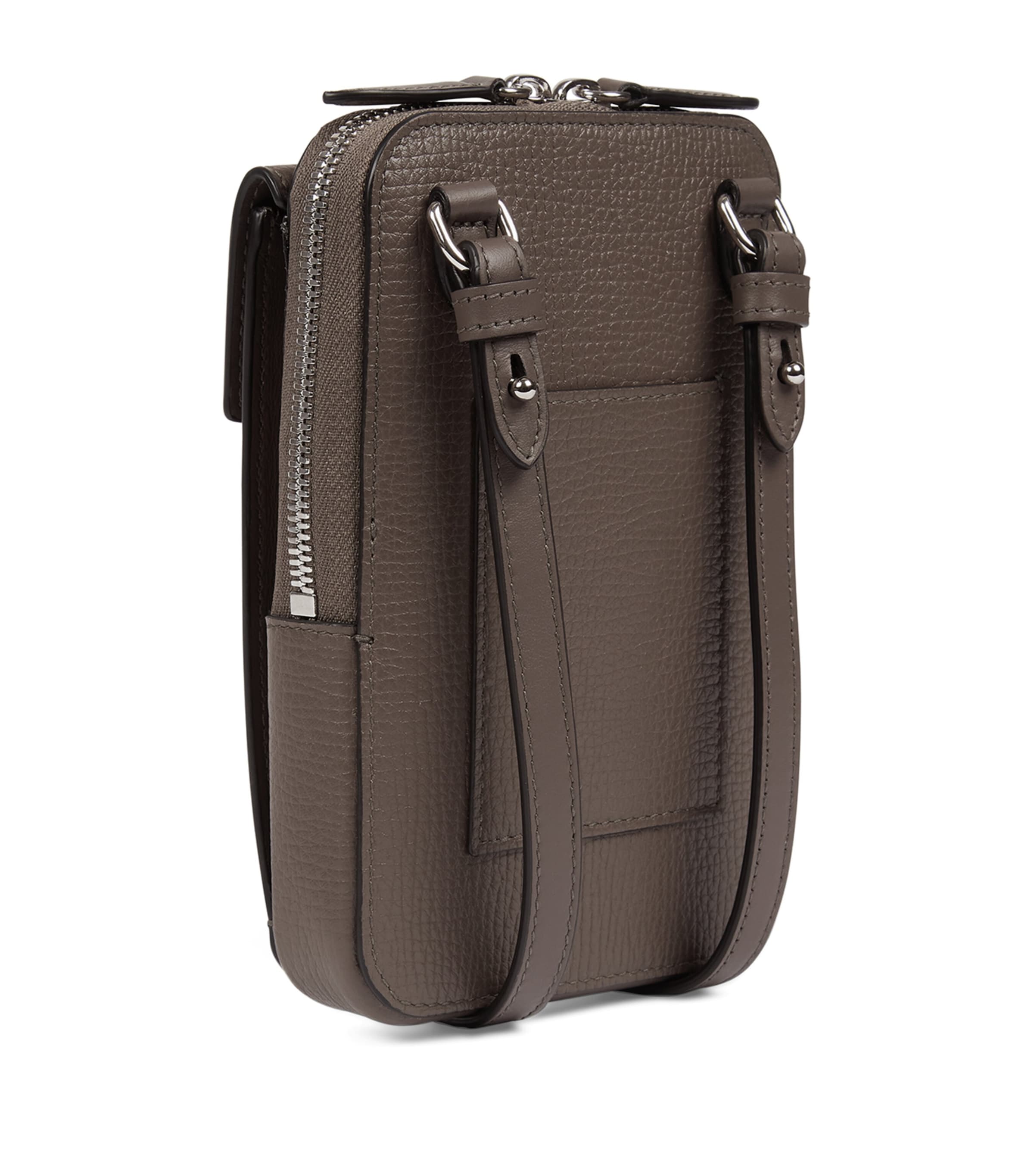 Smythson Ludlow Leather Cross-Body Pouch Dark Taupe Image 3