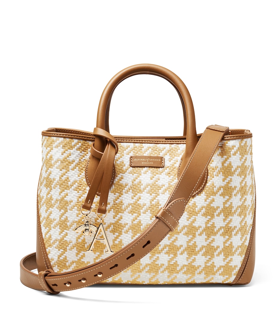 Medium Raffia Houndsooth London Tote Bag - Image 1
