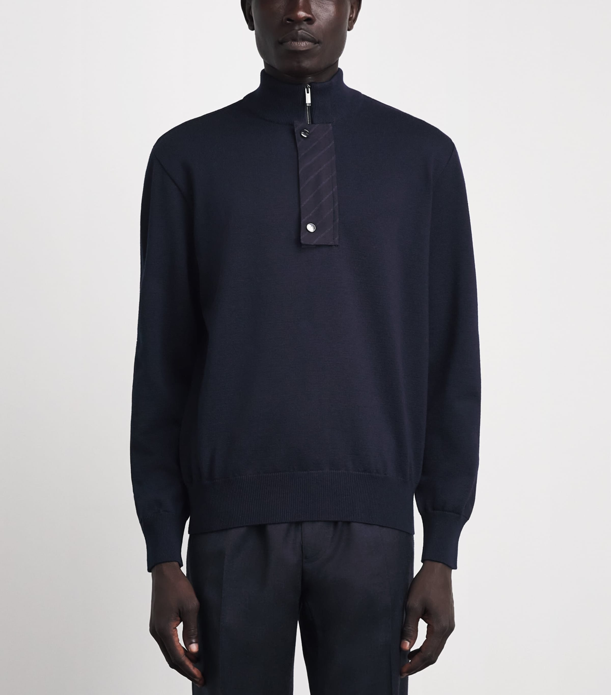 Paul & Shark Mens Virgin Wool Quarter-Zip Sweater Blue Image 4
