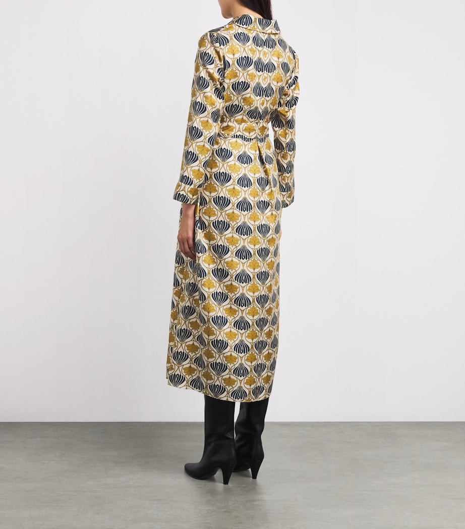 Silk Patterned Kaftan Midi Dress MUSTARD Image 3
