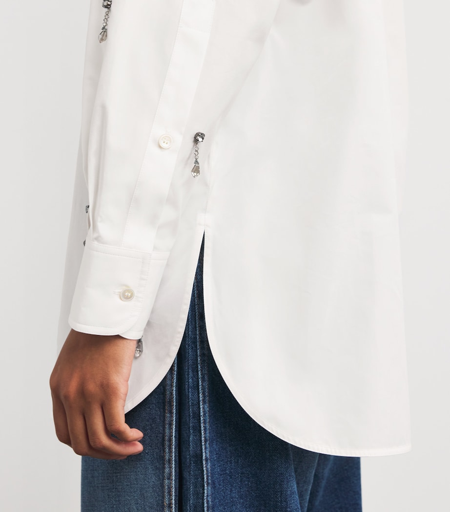 Cotton Embellished Oxford Shirt 9000 PURE WHITE Image 6
