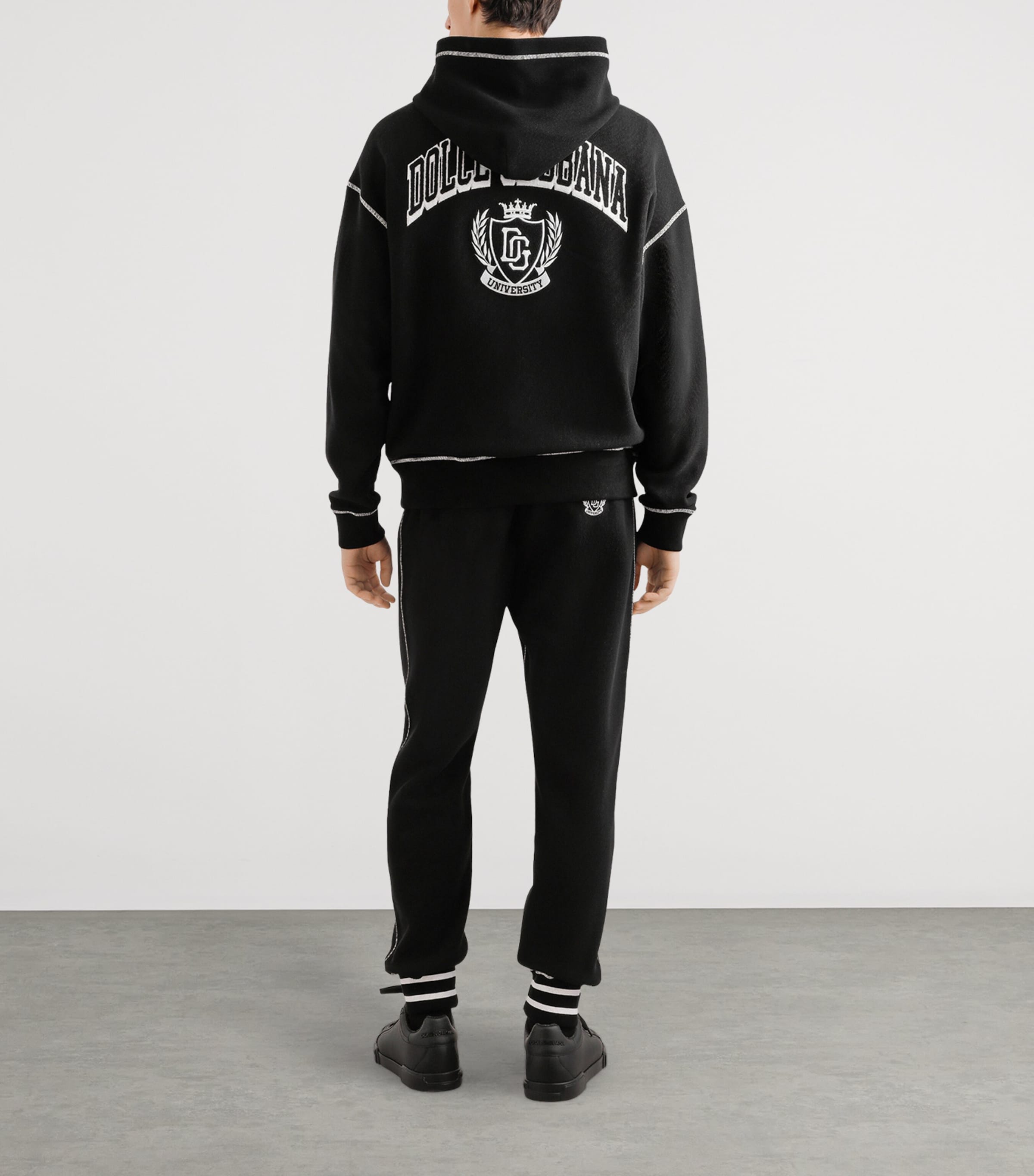Contrast Stitch Track Pants N0000-BLACK Image 4