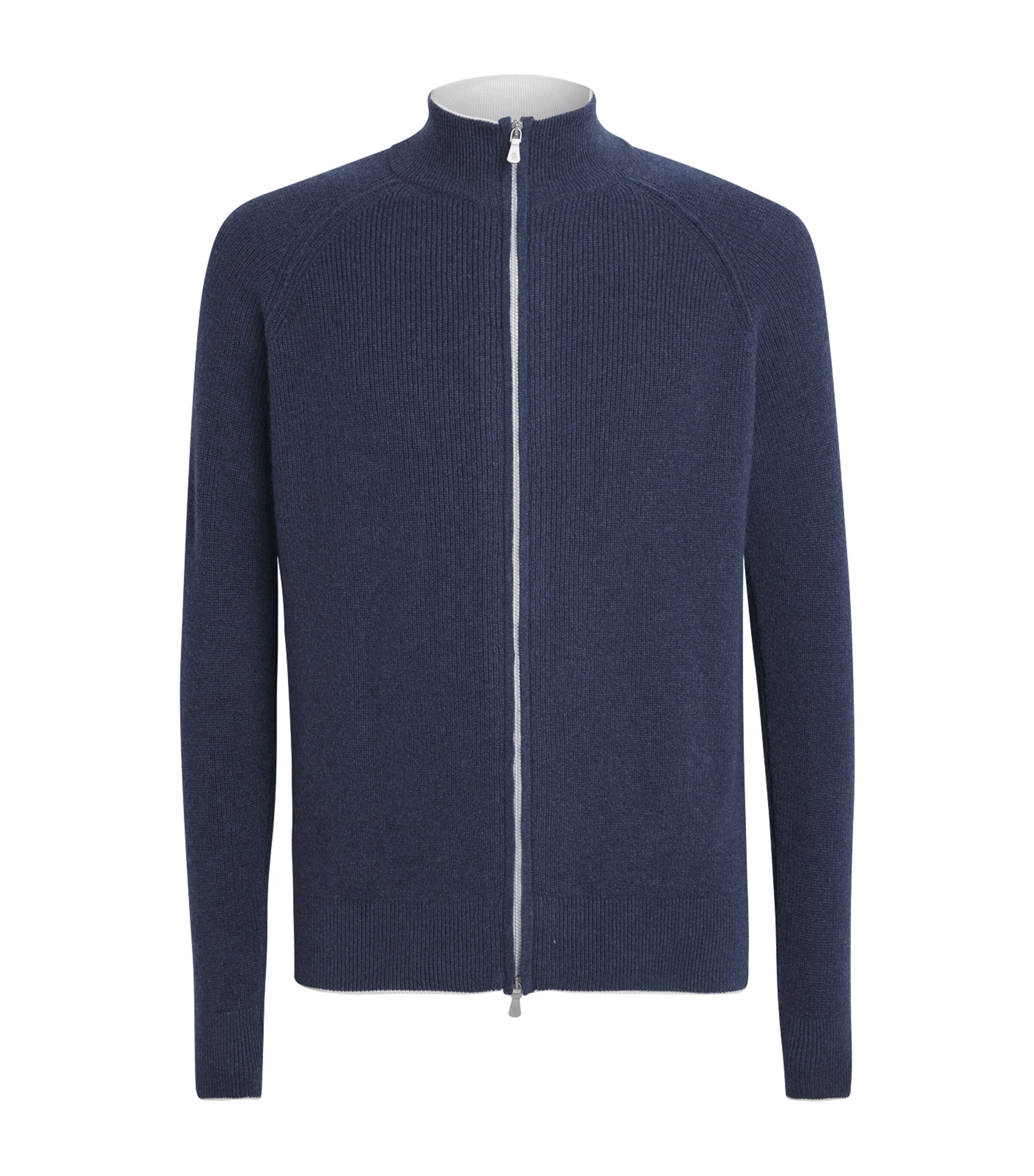 Eleventy Mens Wool Zip-Up Cardigan Blu Royal E Bianco Image 1