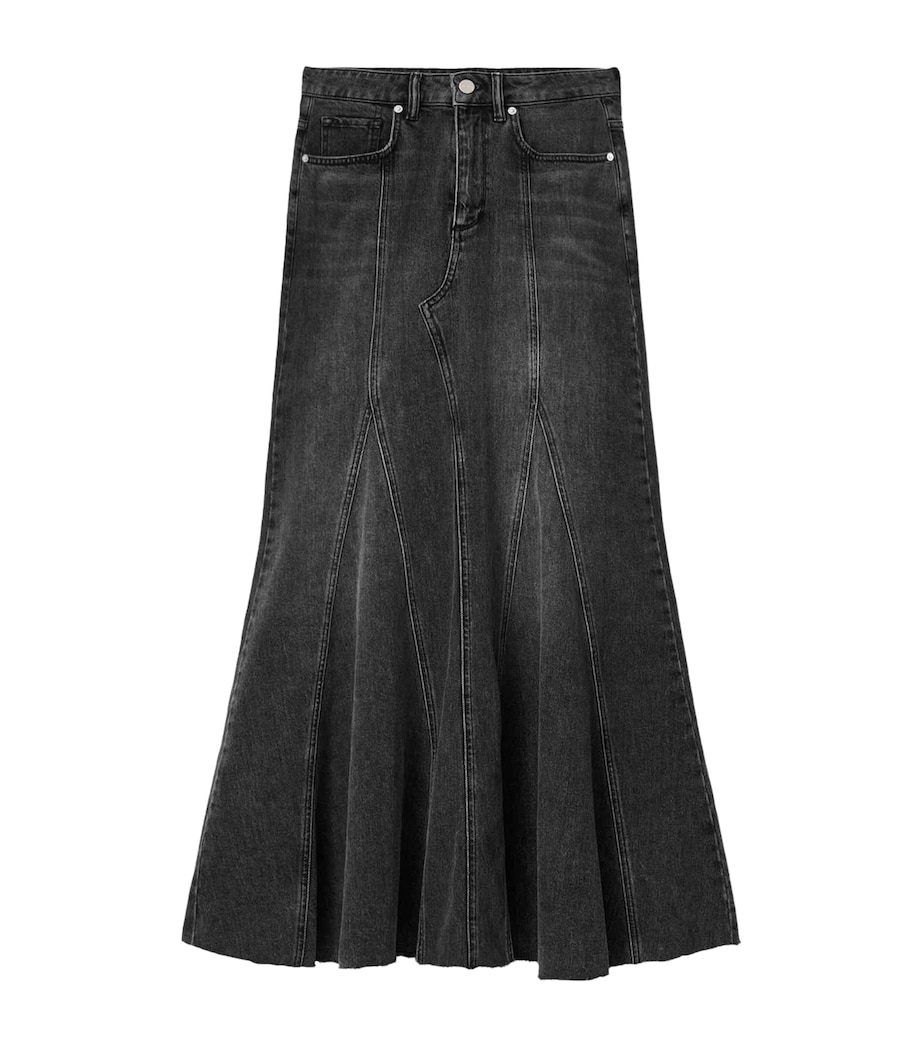 AllSaints Womens Denim Alma Maxi Skirt Washed Black Image 1