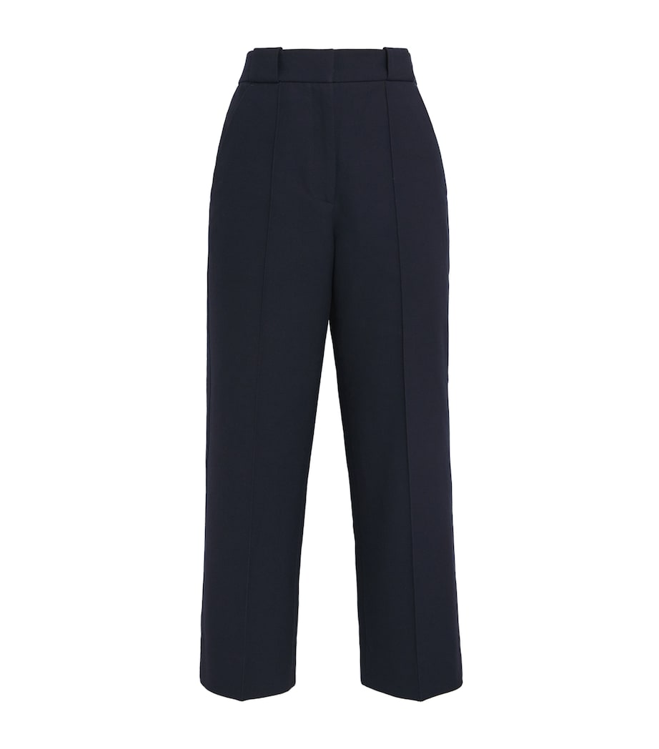 ME+EM Womens Cotton Cropped Trousers Navy Image 1
