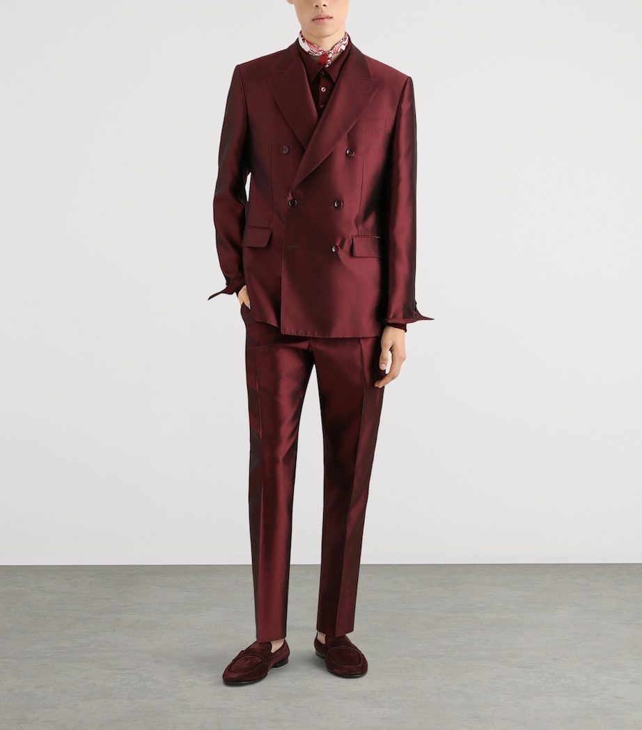 Dolce&Gabbana Mens Satin Double-Breasted Blazer Wine Image 2