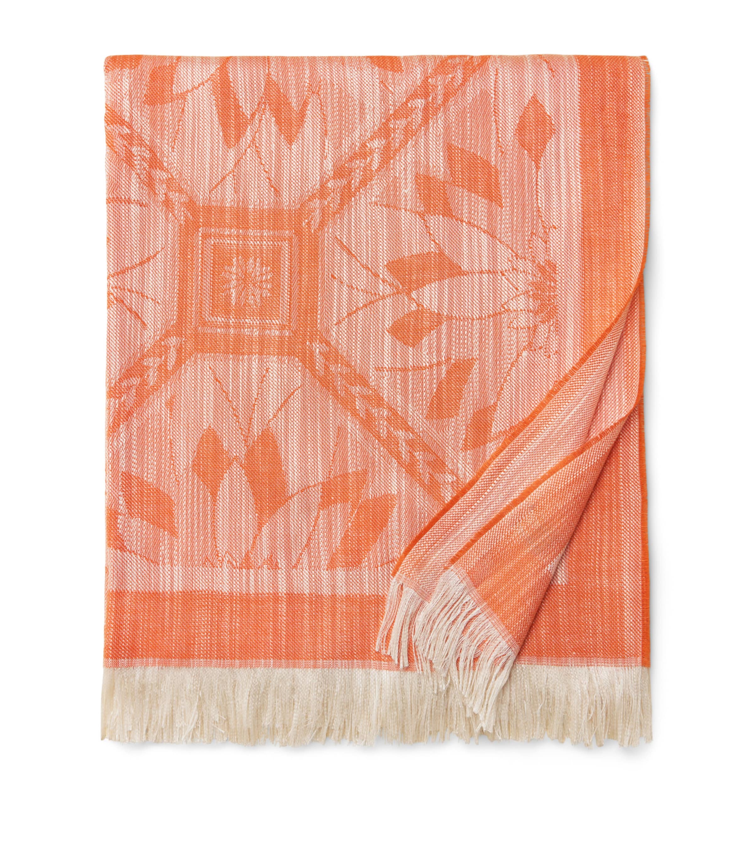 Pratesi Silk-Cotton-Linen Throw (150cm x 180cm) Orange Image 1