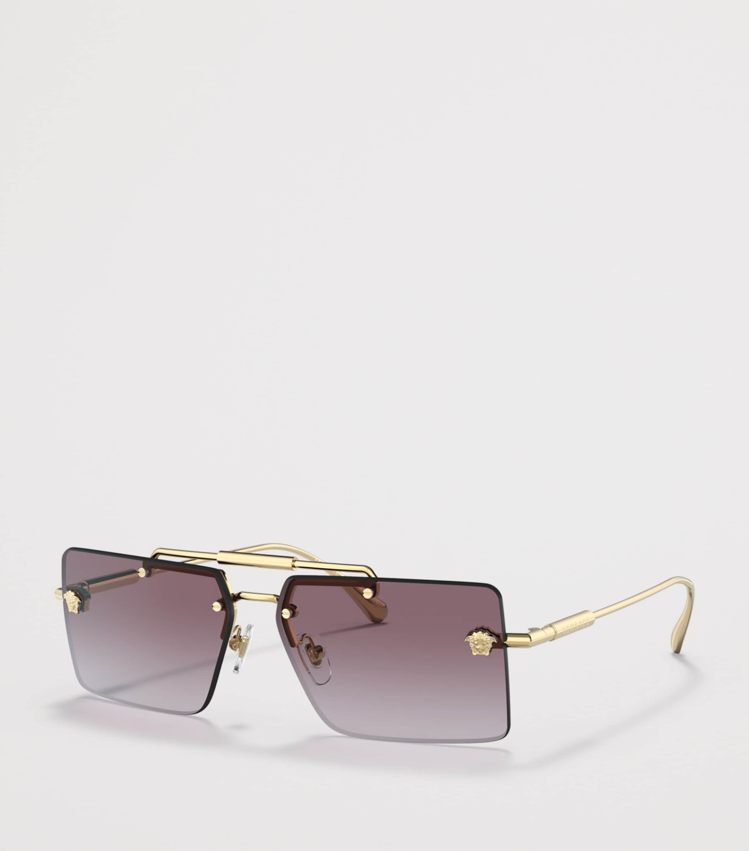 Versace Rimless Rectangle Sunglasses Gold Image 2