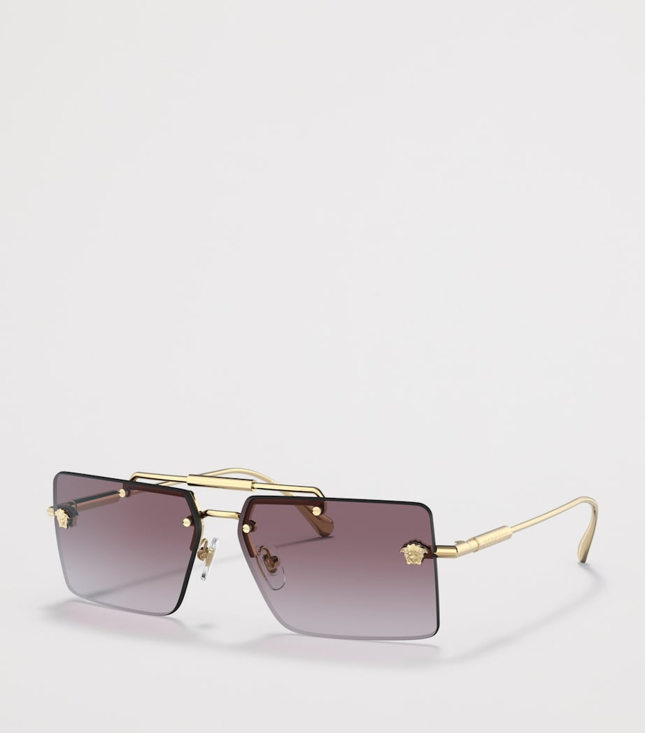 Versace Rimless Rectangle Sunglasses Gold Image 2