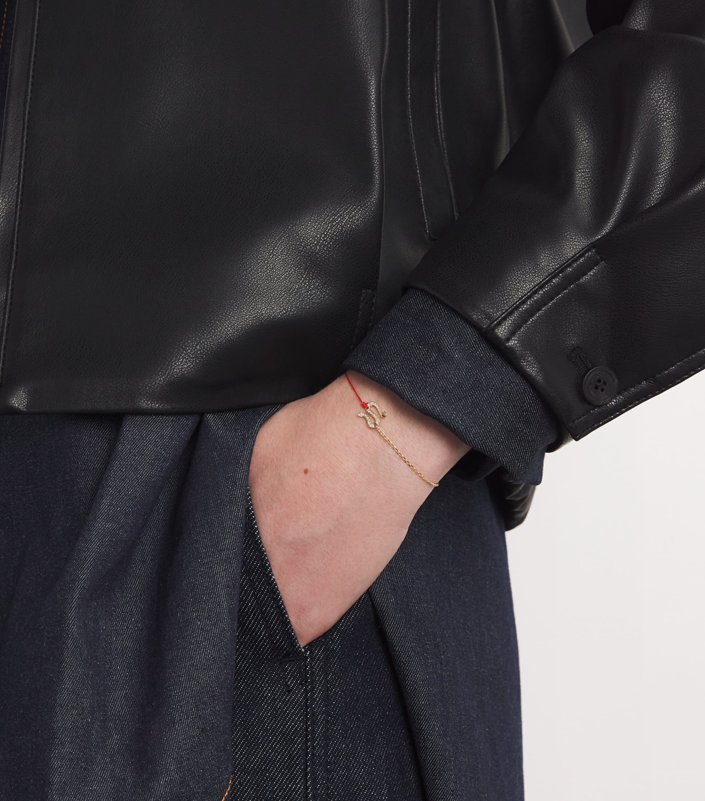 Yellow Gold and Diamond Snake String-Chain Bracelet YELLOW GOLD Image 2