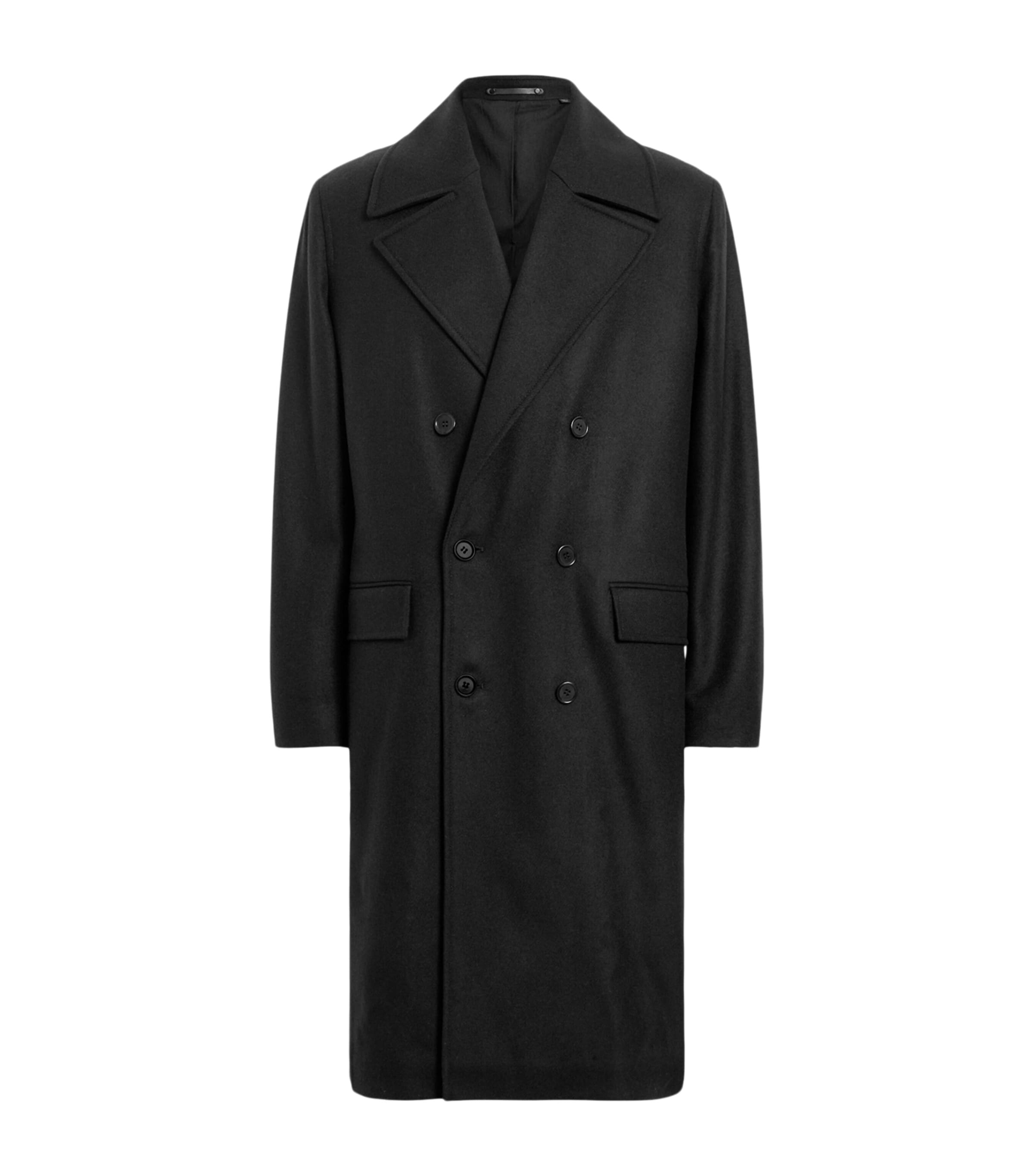 Allsaints Wool-blend Curran Overcoat In Black