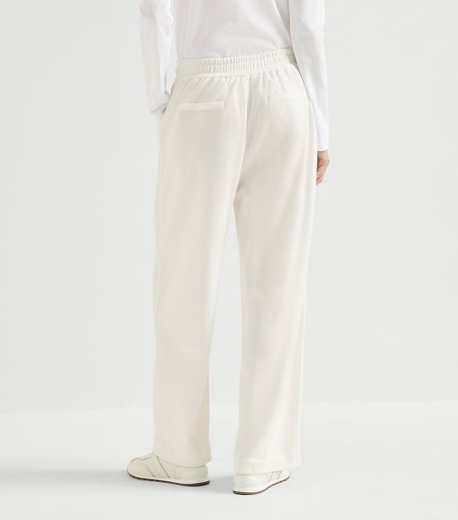 Brunello Cucinelli Womens Piqué Drawstring Straight Trousers White Image 4