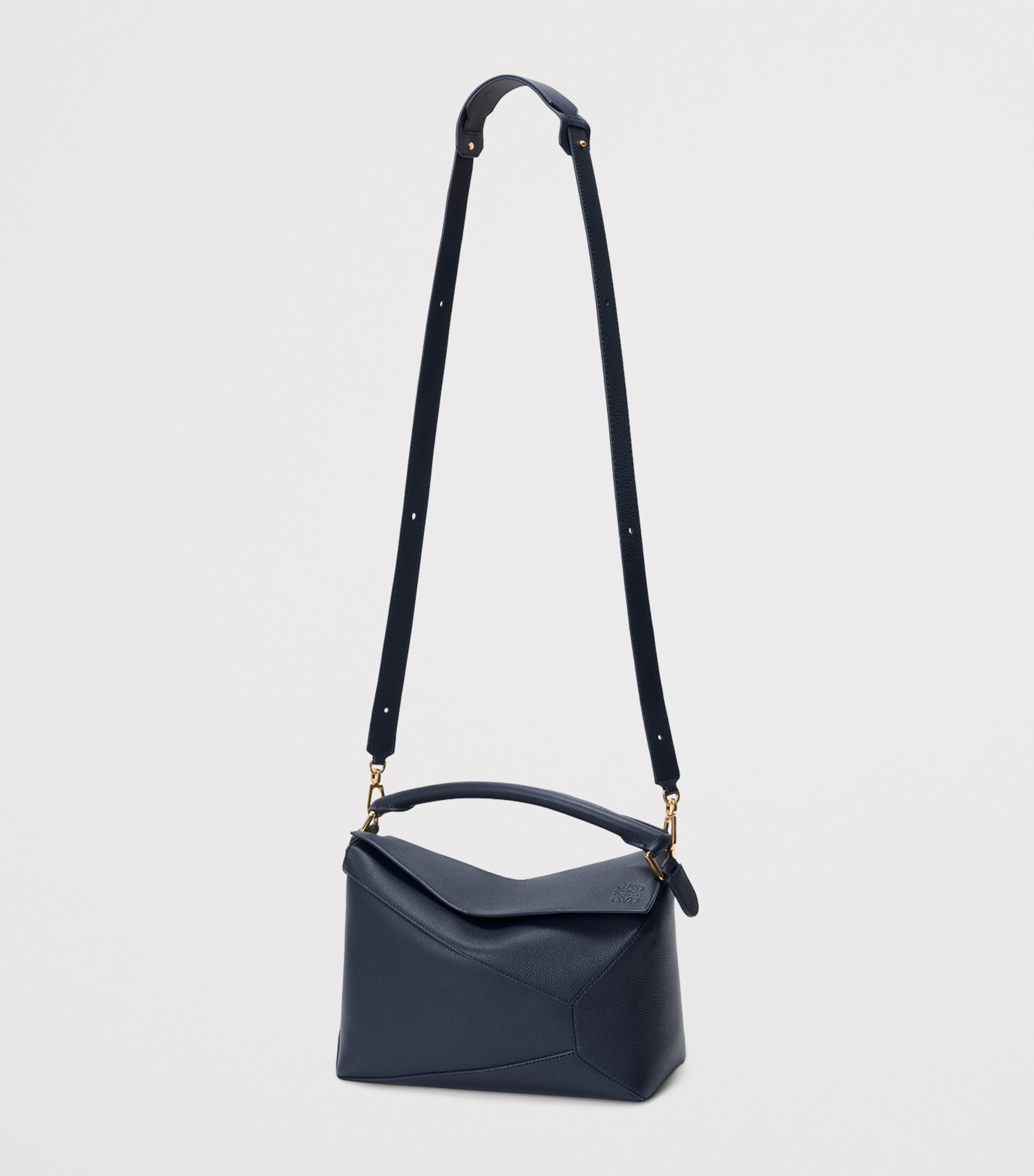 LOEWE Medium Leather Puzzle Edge Top-Handle Bag Deep Navy Image 5