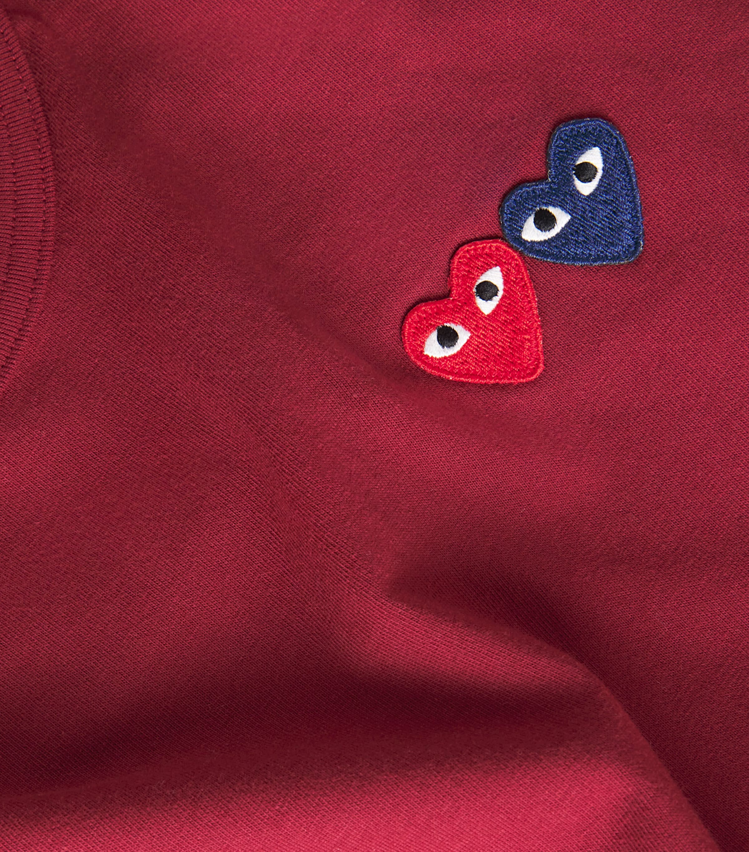 Embroidered Double-Heart T-Shirt 4 - BURGUNDY Image 5