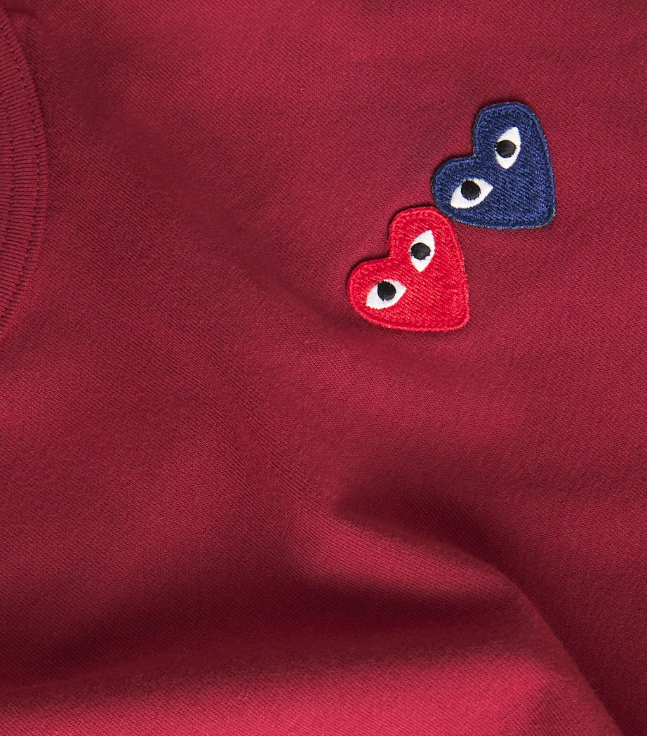 Embroidered Double-Heart T-Shirt 4 - BURGUNDY Image 5