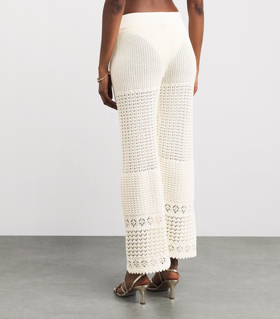 Eres Womens Crochet Emblème Wide-Leg Trousers Ecru Image 5