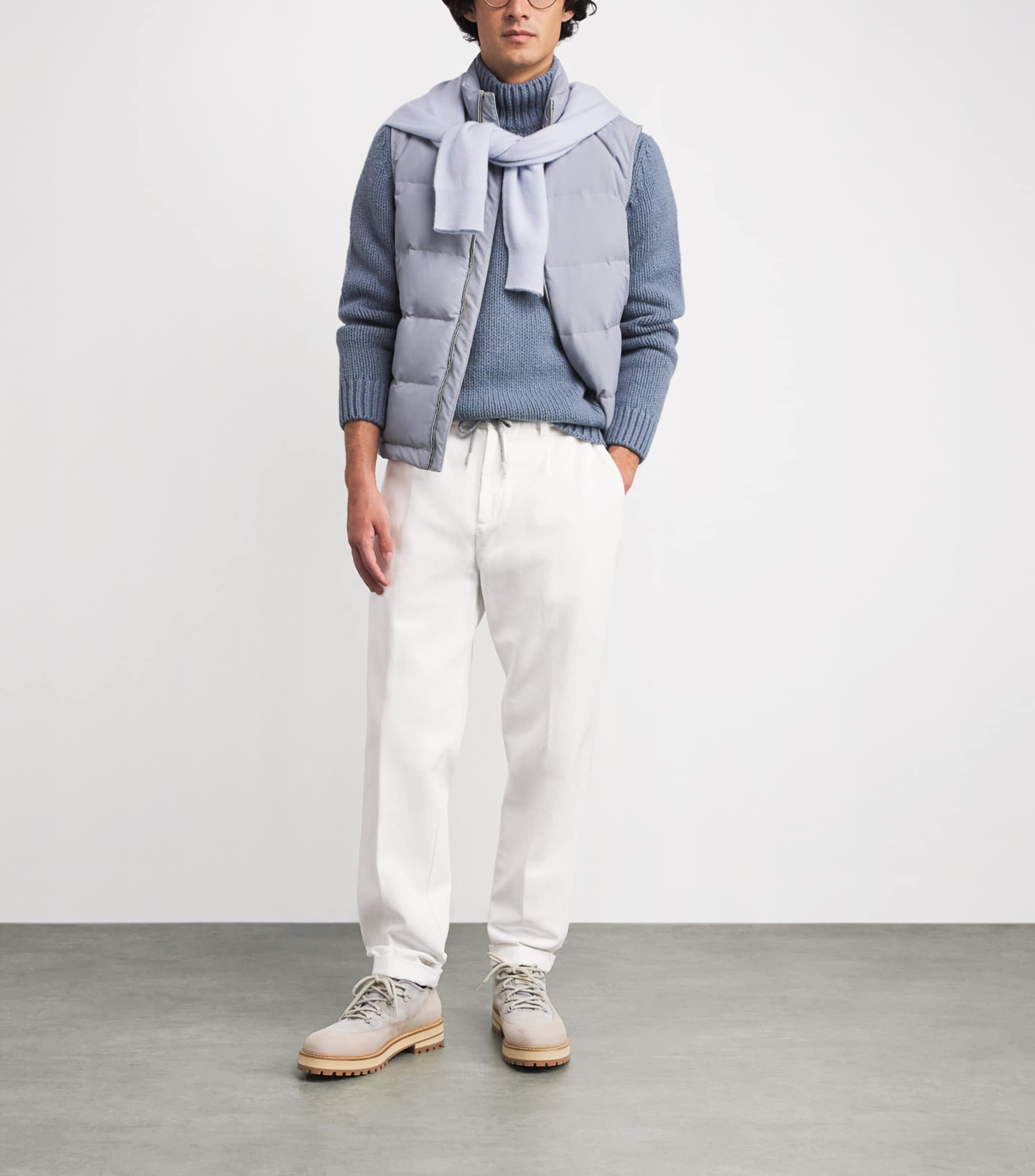 Cotton Drawstring Tapered Trousers BIANCO Image 2