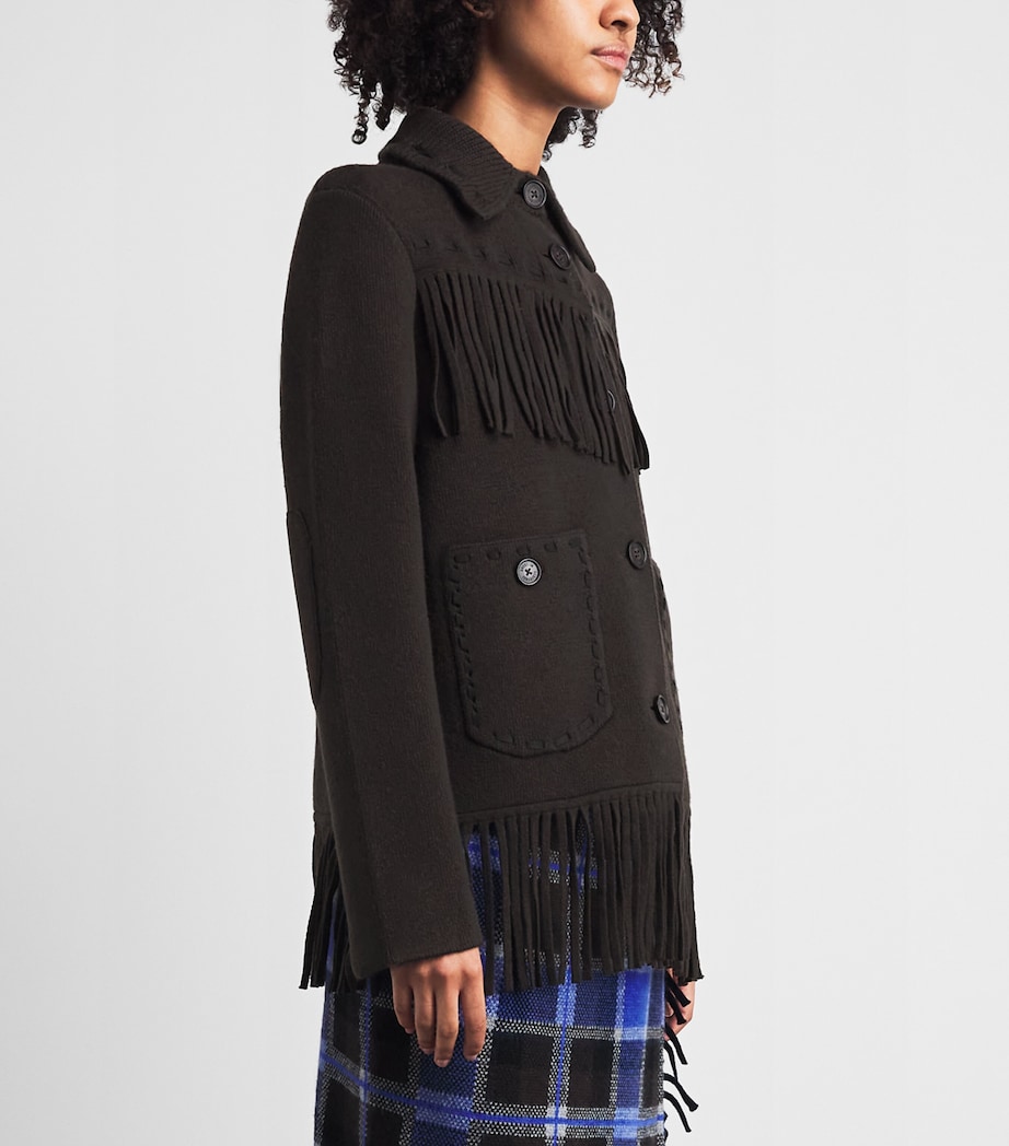 Guest In Residence Womens Wool-Cashmere Western Fringe Jacket Burnt Cocoa Image 4