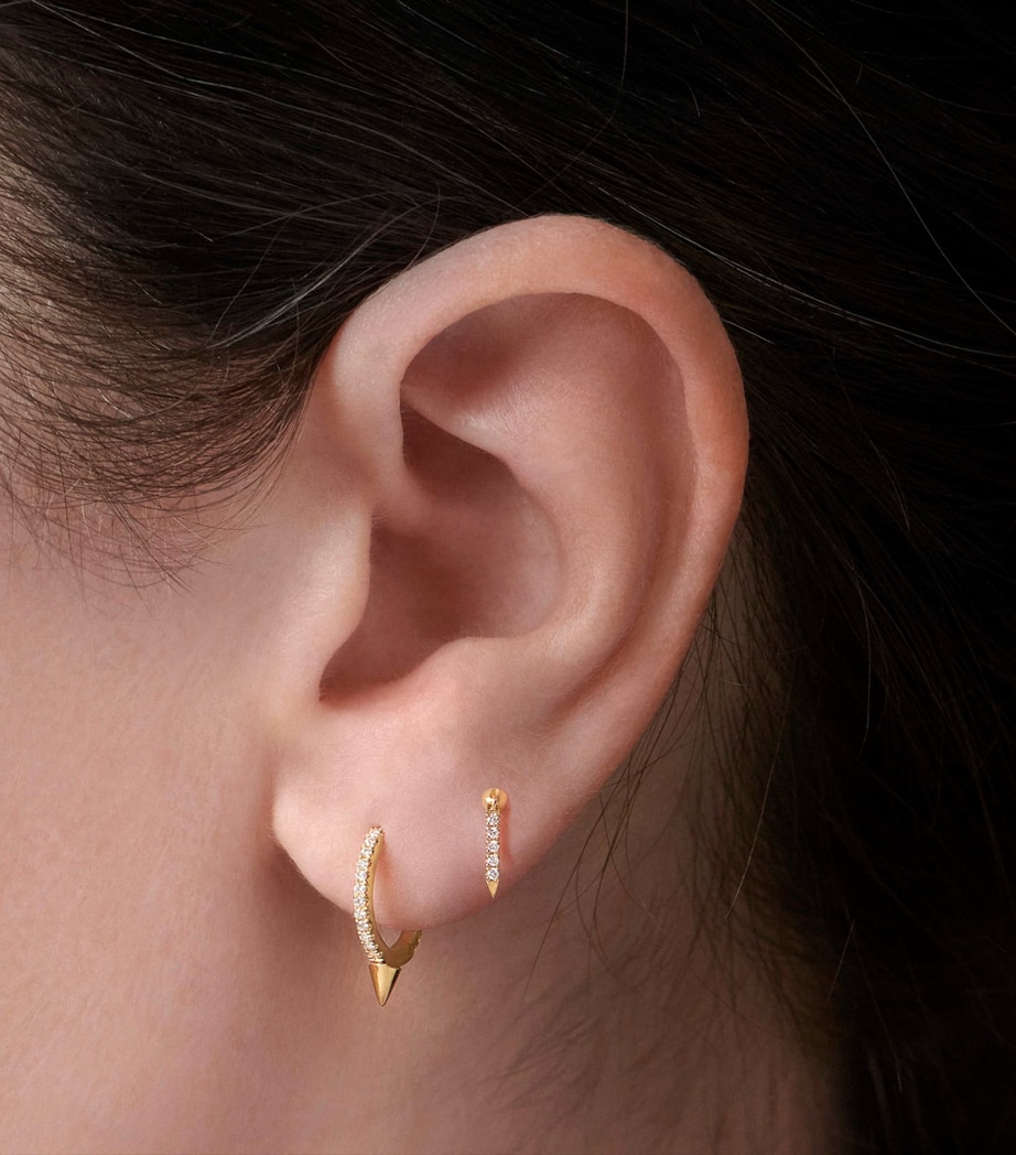 White Gold Single Short Spike Diamond Eternity Hoop Earring (9.5mm) WHITE GOLD Image 2